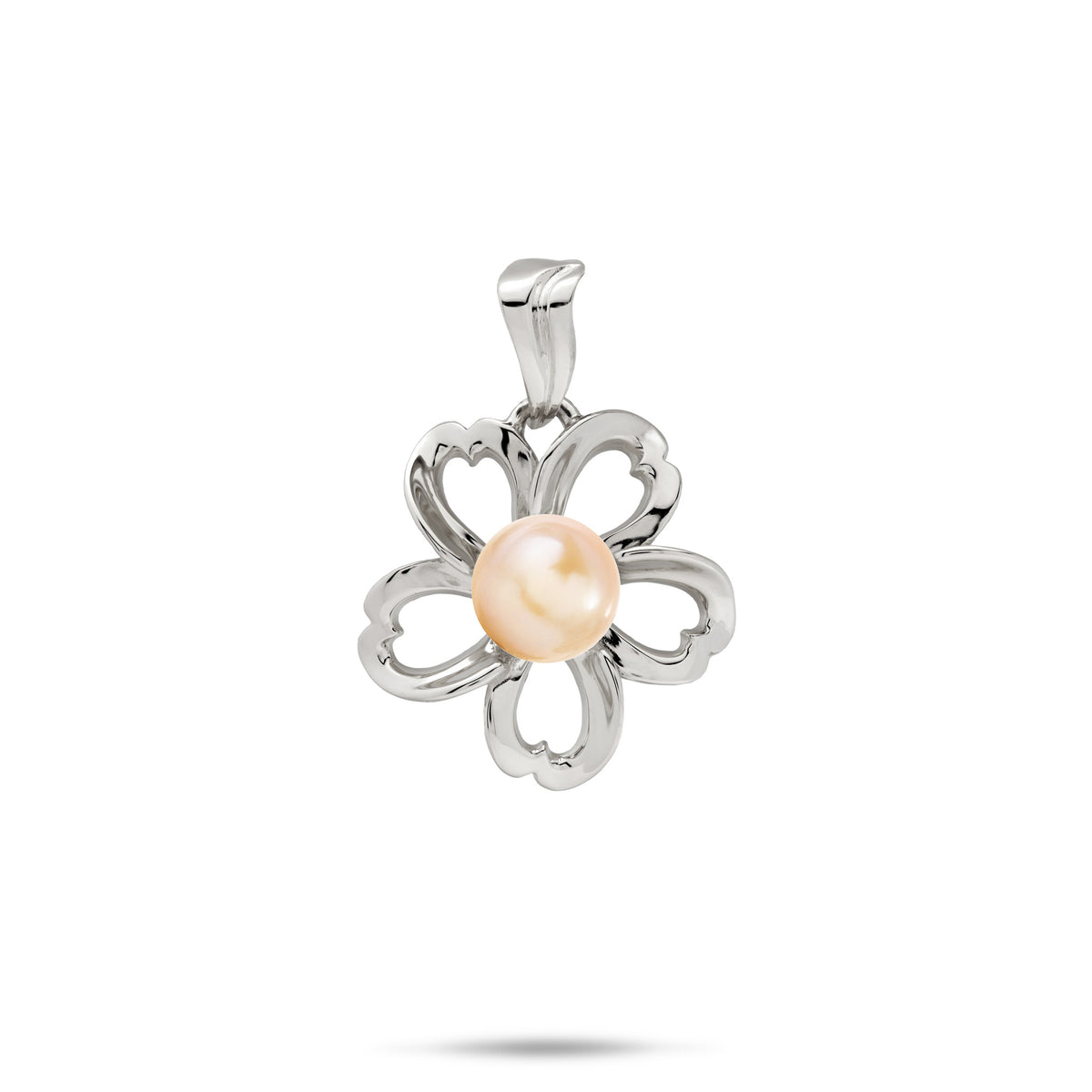 Pick A Pearl Plumeria Pendant in White Gold - 18mm