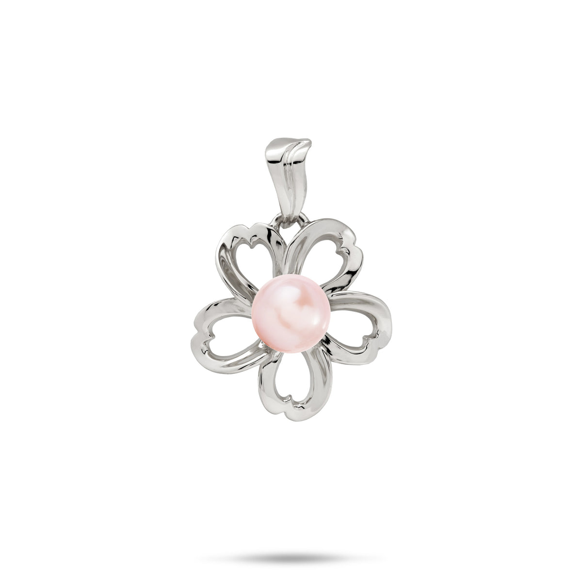 Pick A Pearl Plumeria Pendant in White Gold - 18mm