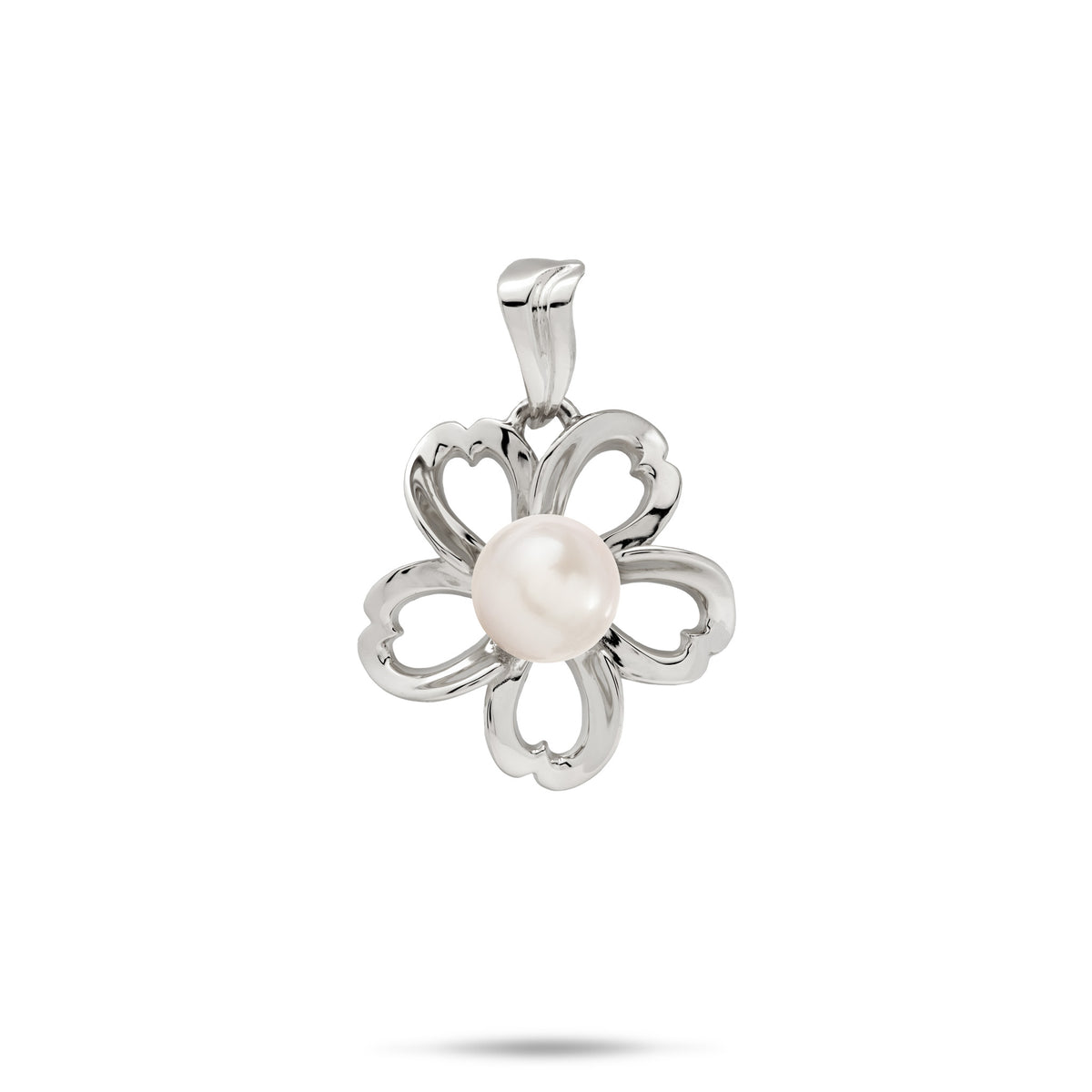 Pick A Pearl Plumeria Pendant in White Gold - 18mm