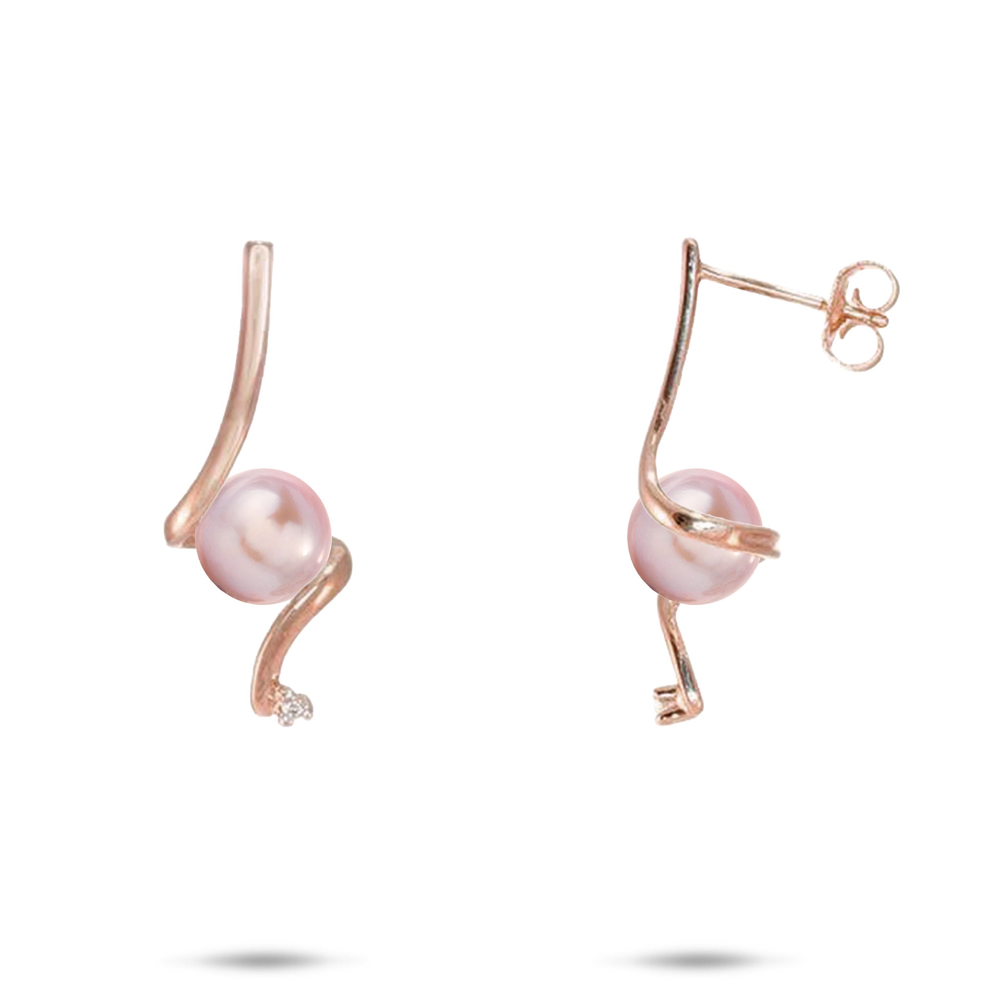 Pick A Pearl Waterfall Earrings in Rose Gold with Diamonds - 25mm