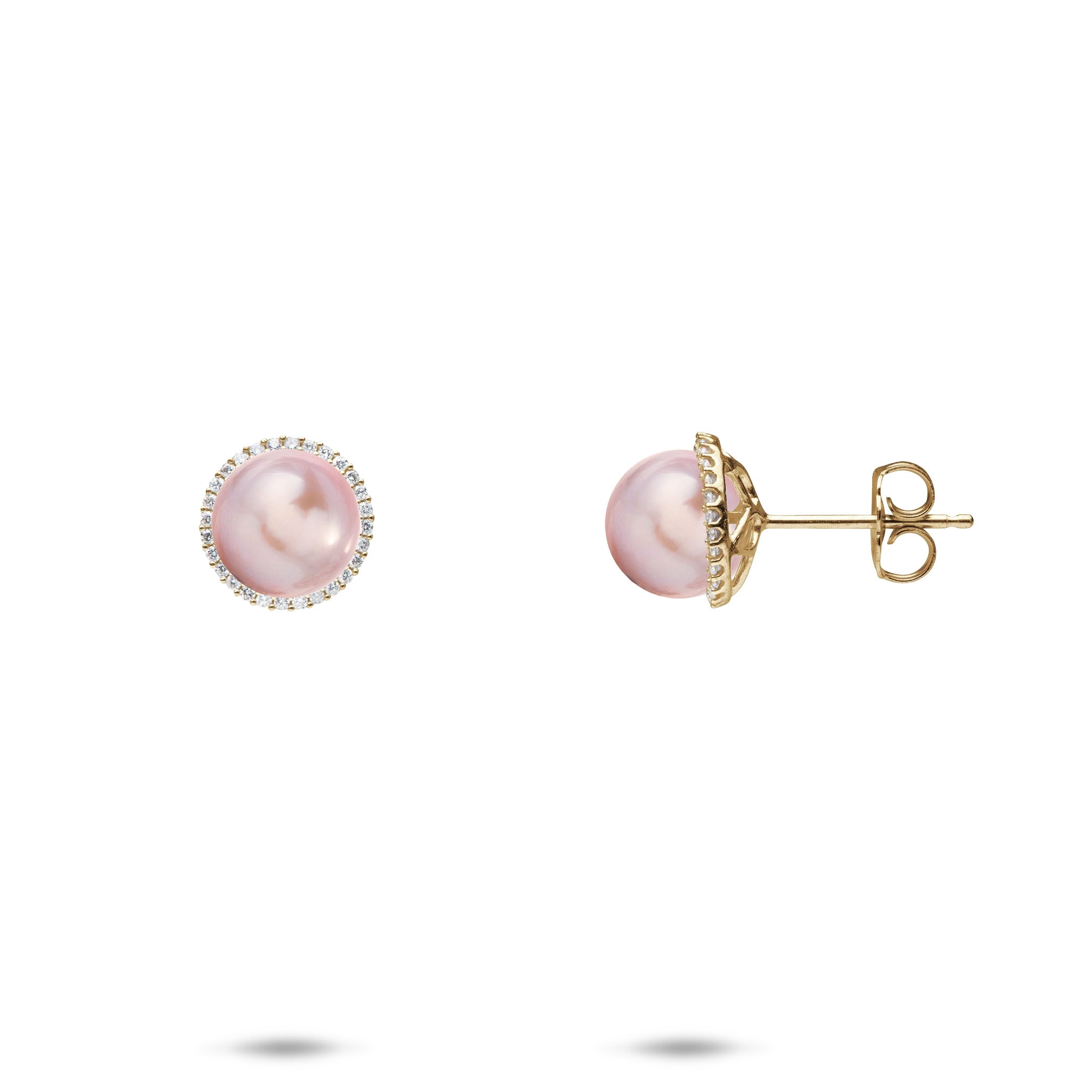 Pick A Pearl Halo Earrings in Gold with Diamonds