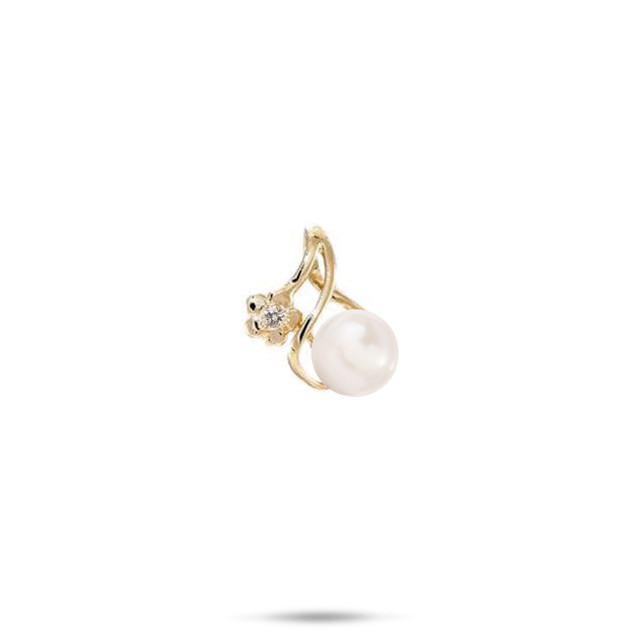 Pick A Pearl Plumeria Pendant in Gold with Diamond - 13mm