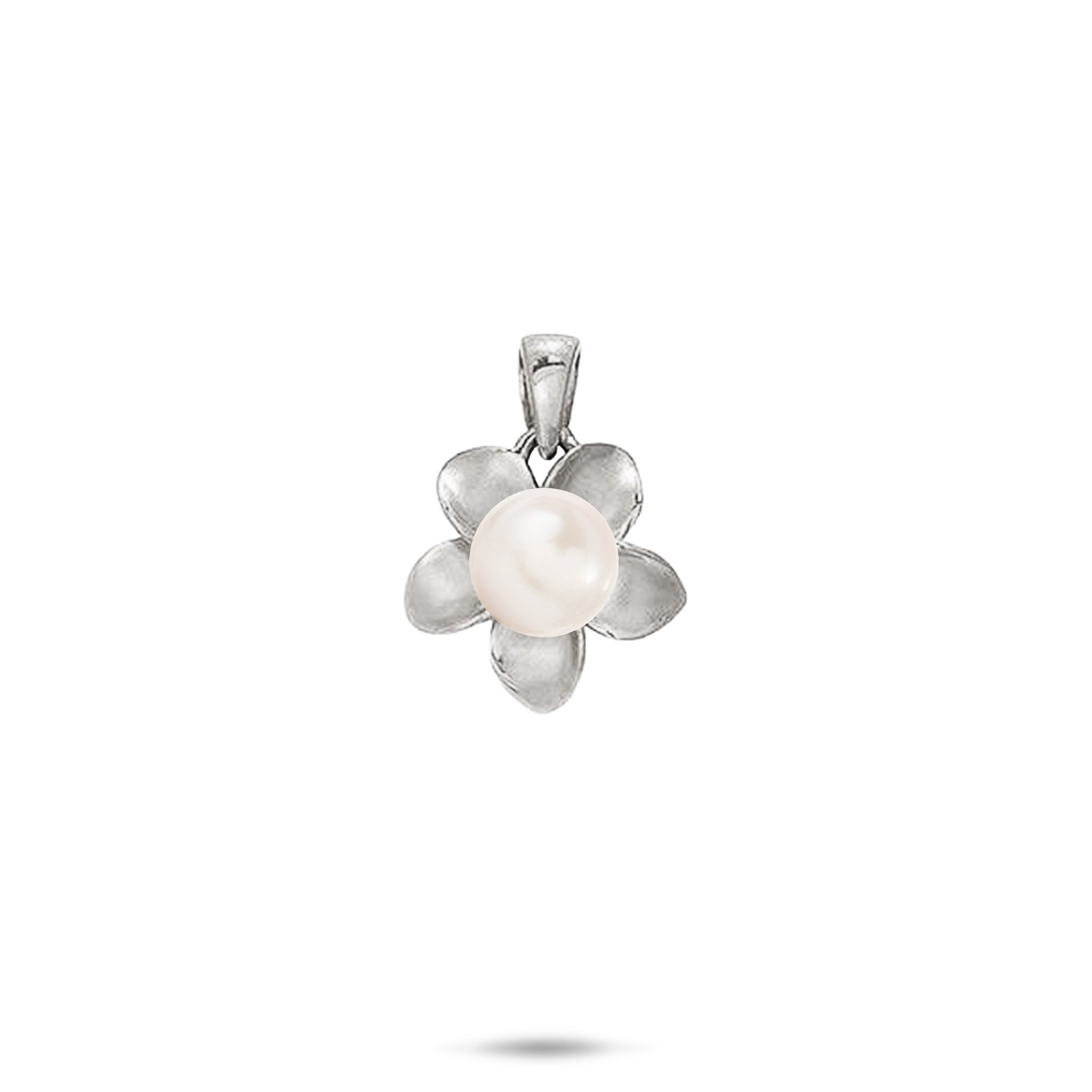 Pick A Pearl Plumeria Pendant in White Gold - 13mm