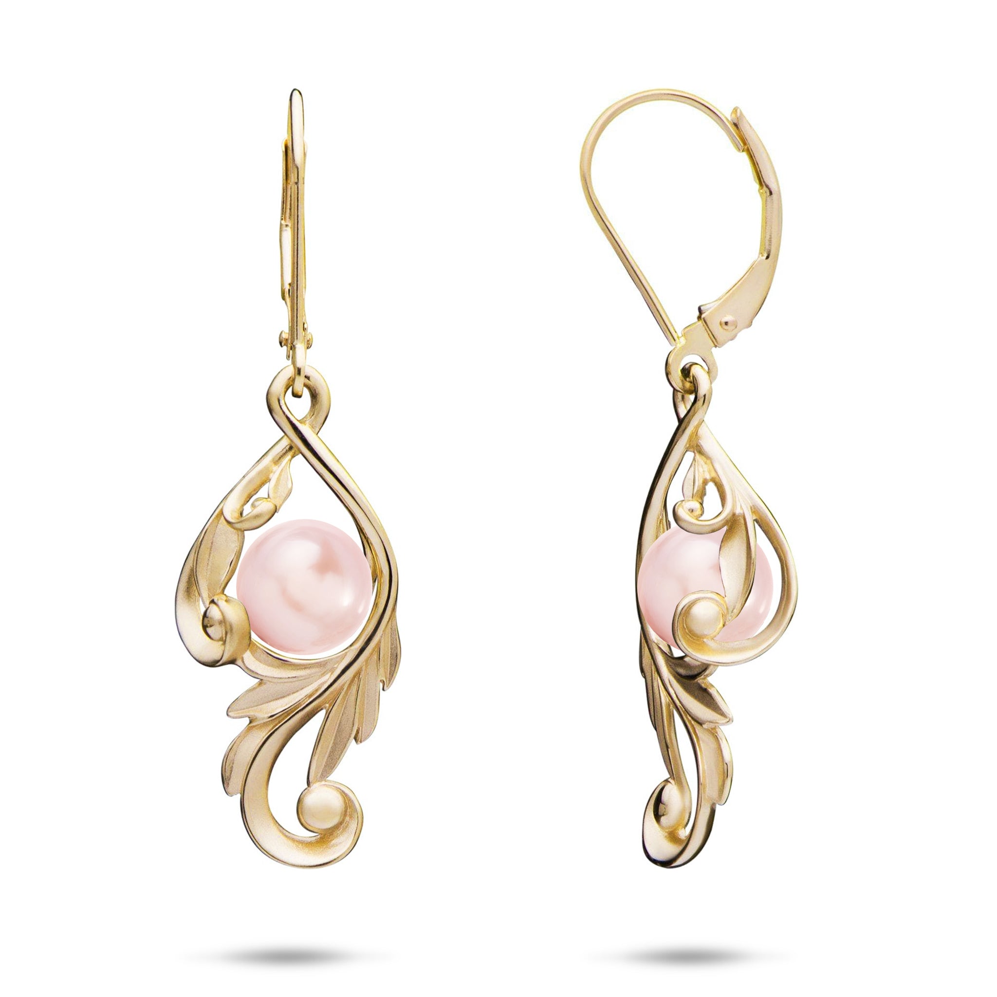 Pick A Pearl Maile Scroll Earrings in Gold - 26mm