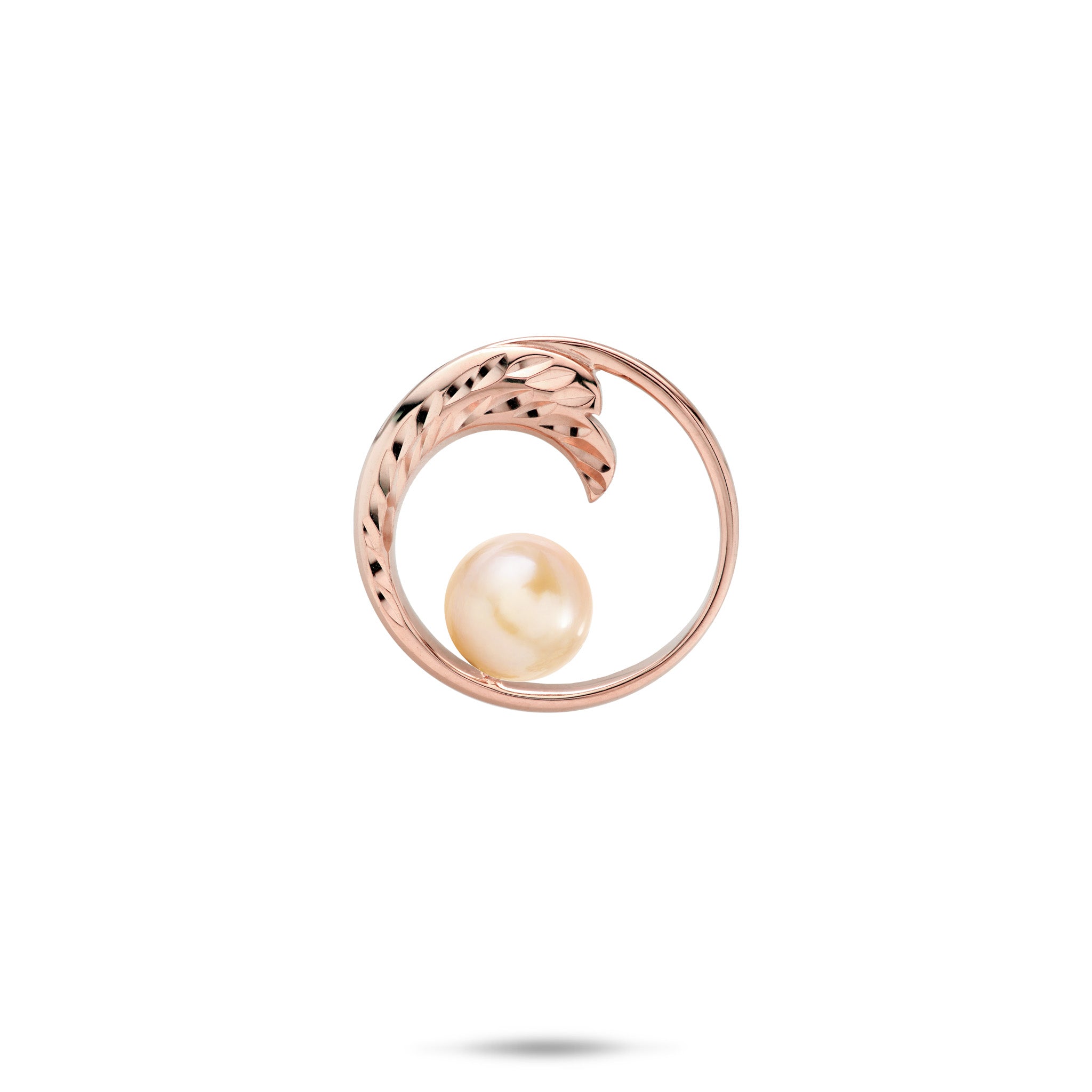 18mm Pick A Pearl Nalu Pendant in 14k Rose Gold with a Peach Pearl on a white background