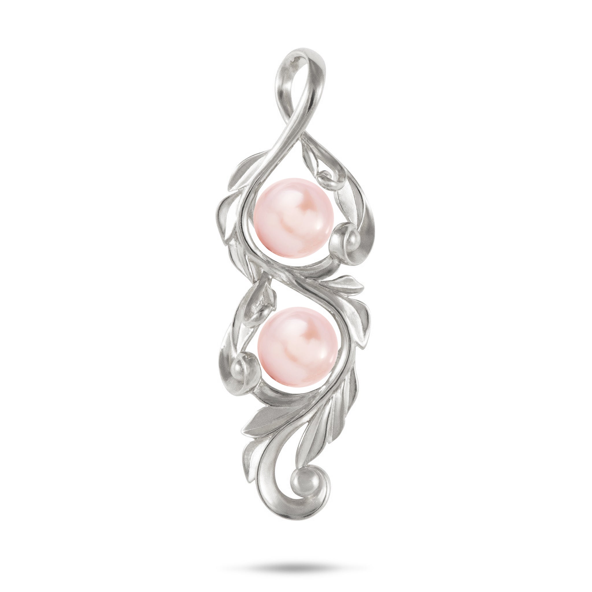 Pick A Pearl Maile Scroll Pendant Mounting in White Gold - 41mm