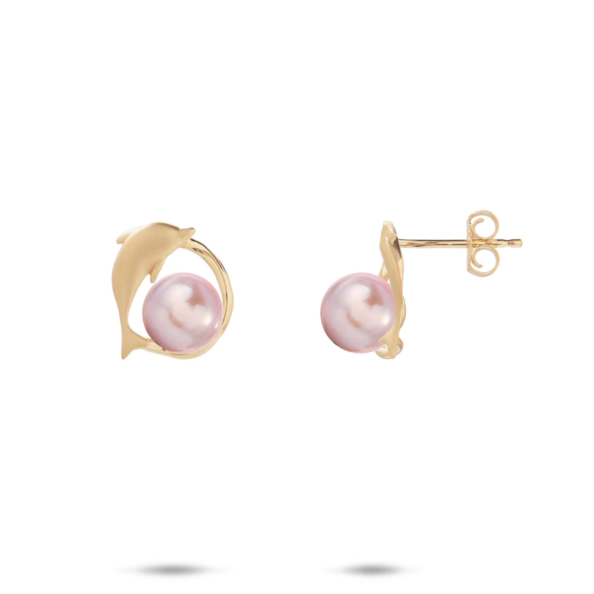 Pick A Pearl Bubble Dolphin Earrings in Gold - 12mm