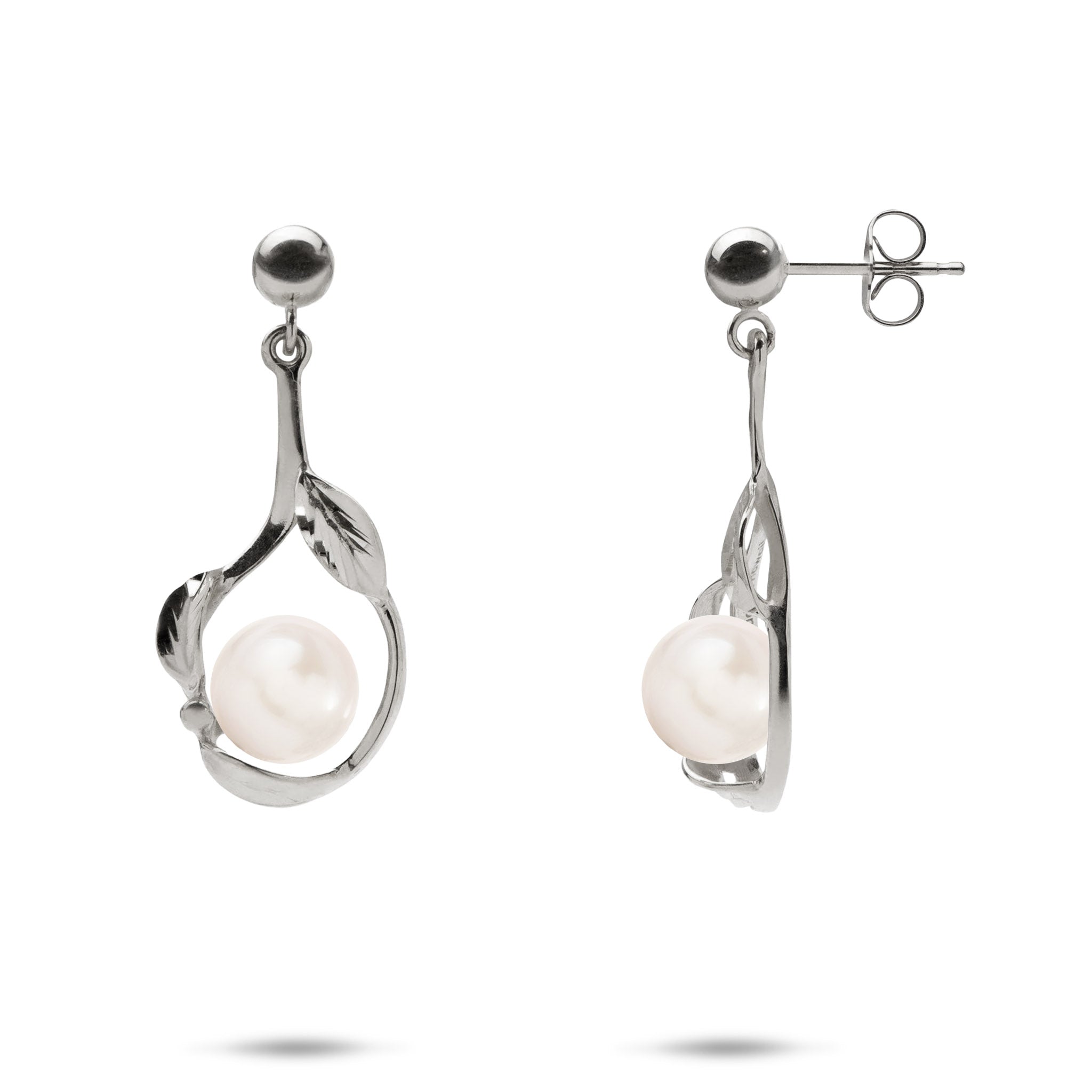 Pick A Pearl Maile Earrings in White Gold - 23mm