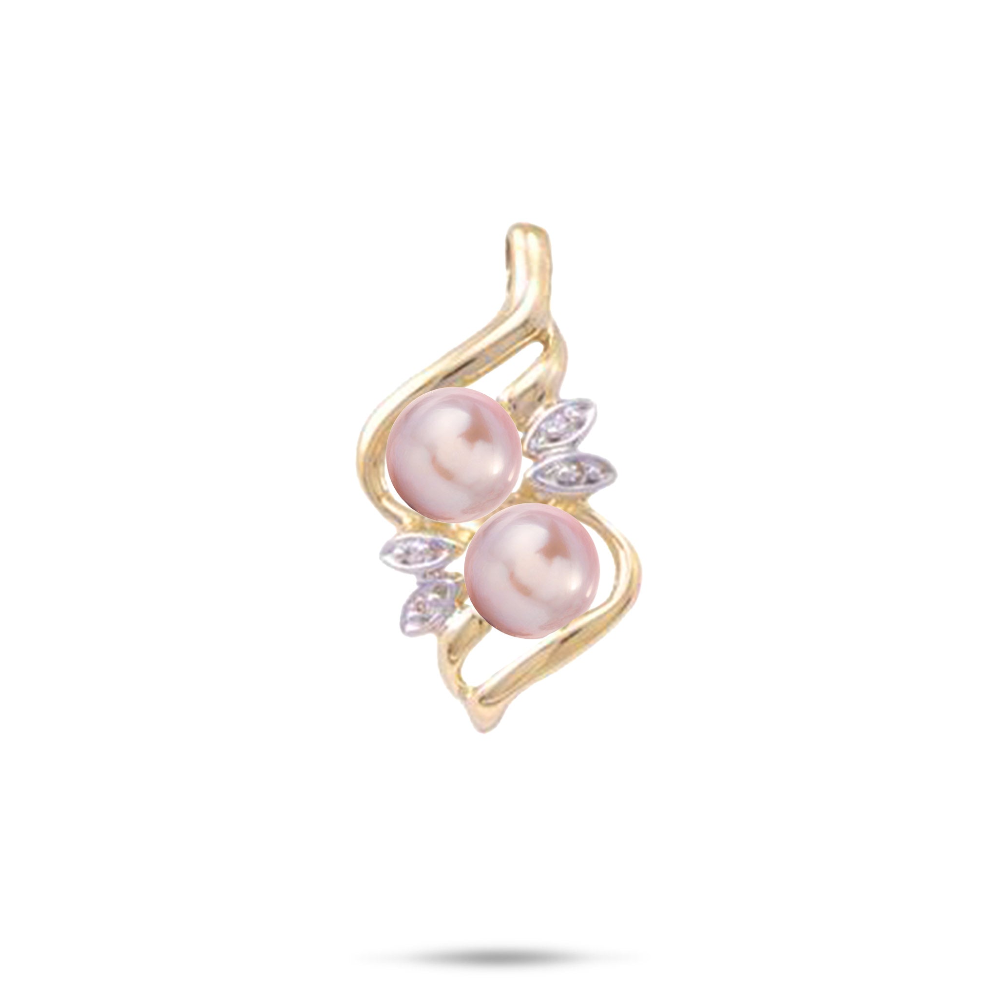 Pick A Pearl Maile Pendant in Gold with Diamonds - 27mm