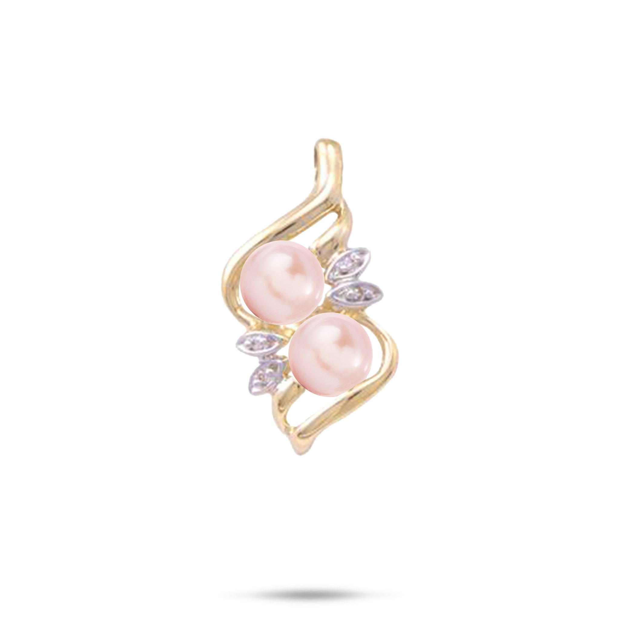 Pick A Pearl Maile Pendant in Gold with Diamonds - 27mm