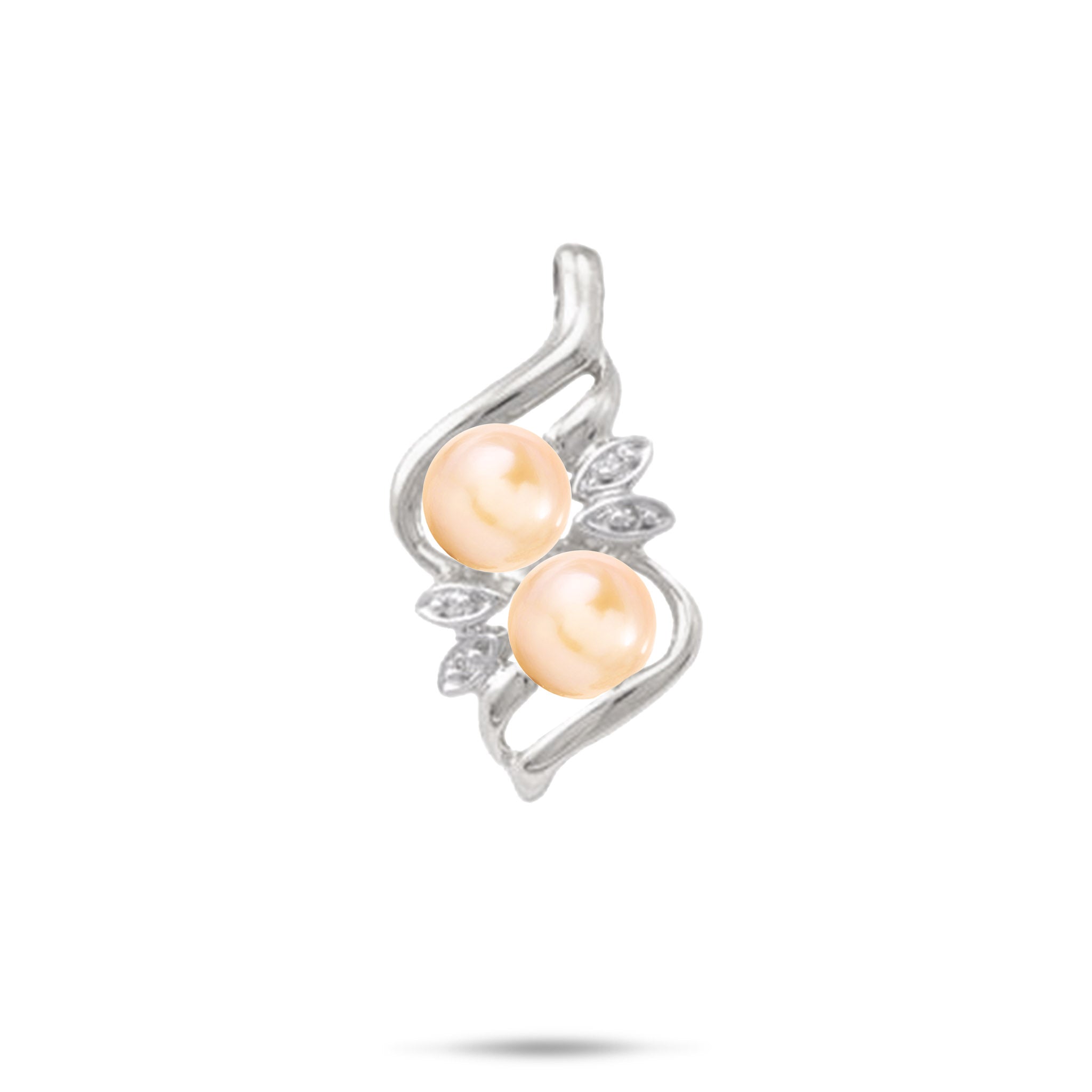 Pick A Pearl Maile Pendant in White Gold with Diamonds - 27mm