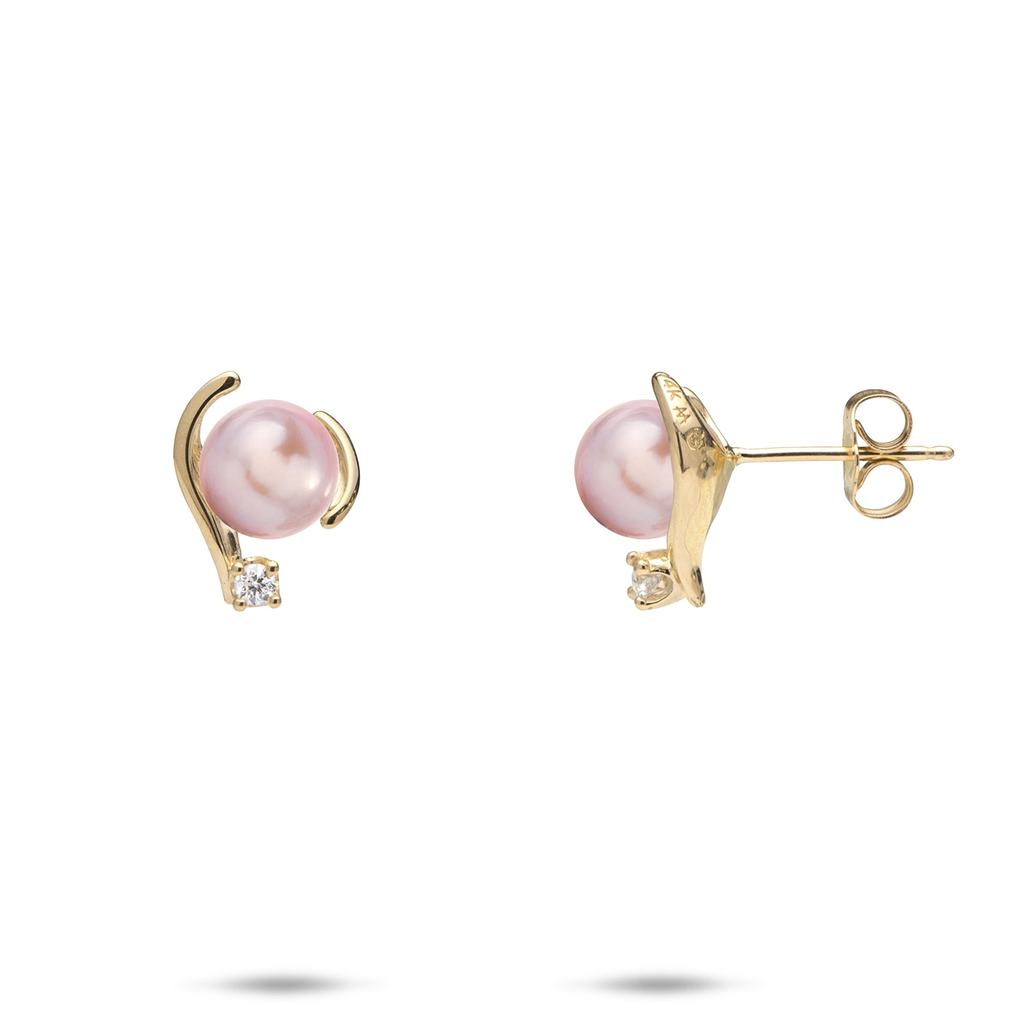 Pick A Pearl Earrings in Gold with Diamonds - 12mm