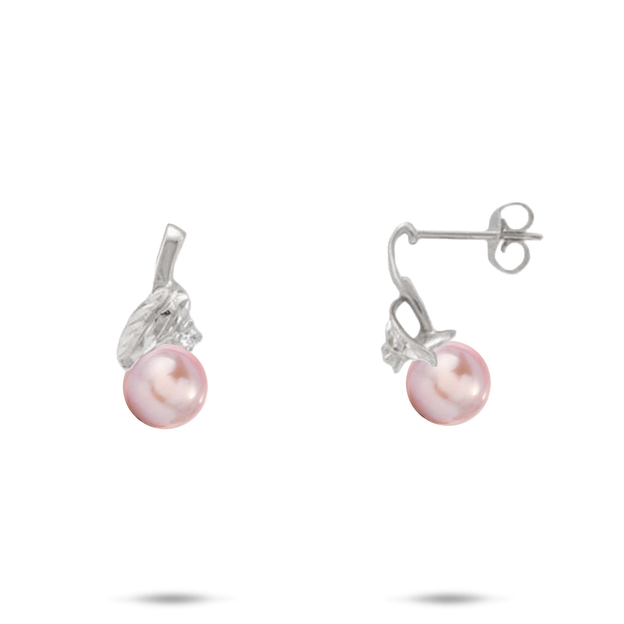 Pick A Pearl Maile Earrings in White Gold with Diamonds