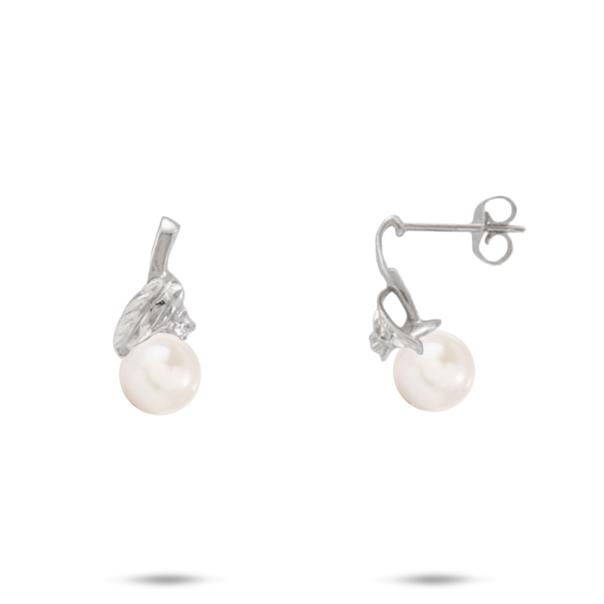 Pick A Pearl Maile Earrings in White Gold with Diamonds