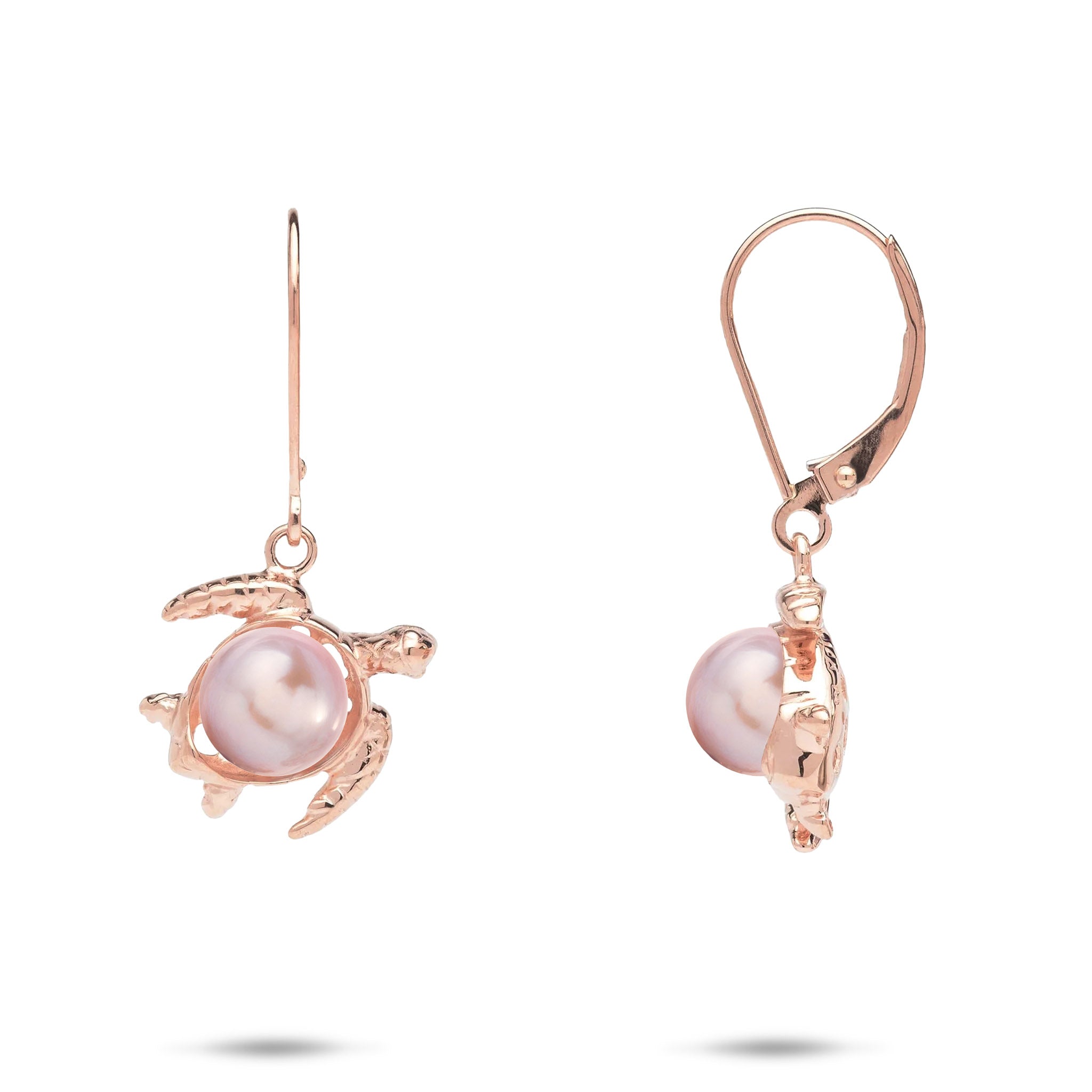 Pick A Pearl Honu Earrings in Rose Gold - 13mm