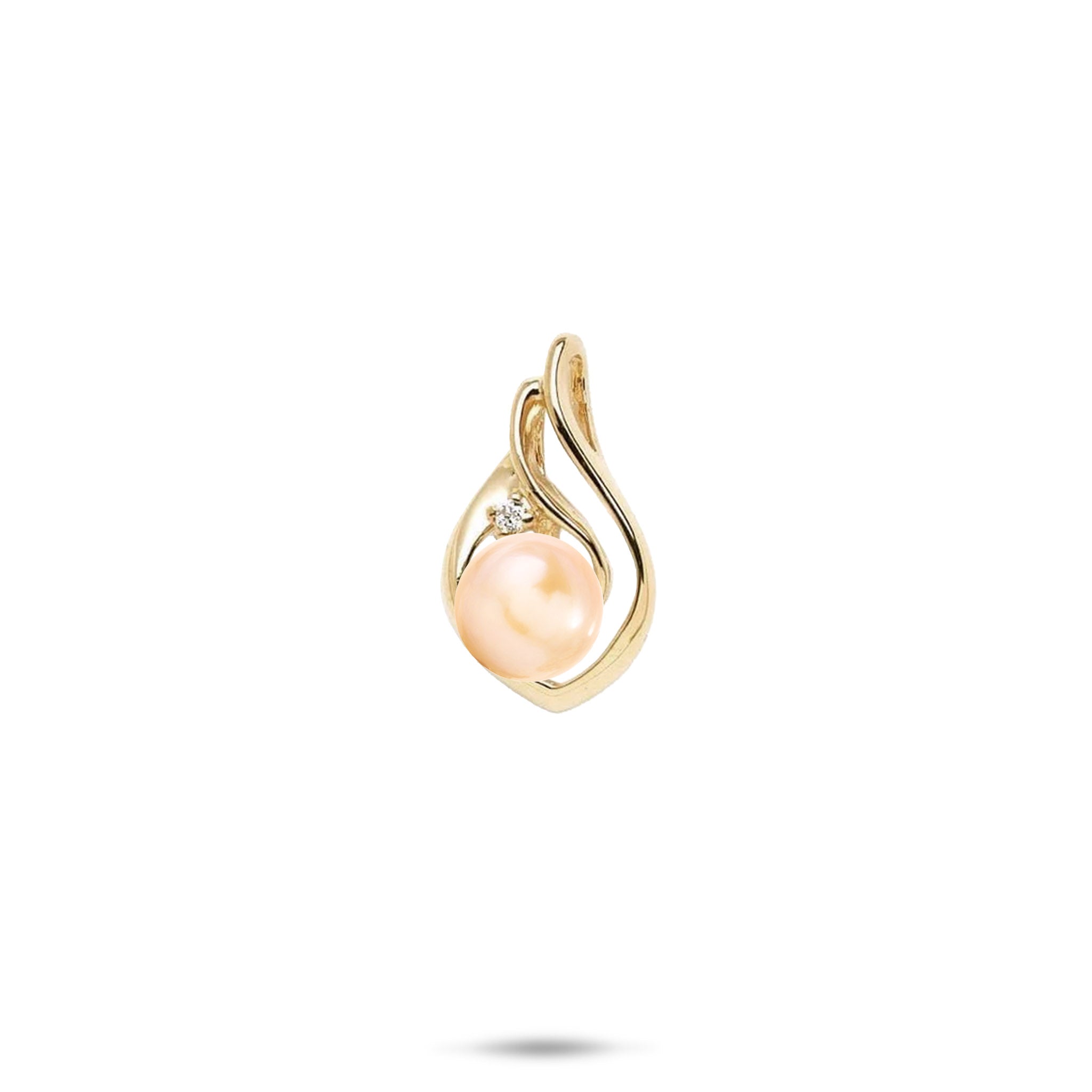 Pick A Pearl Ocean Wave Pendant in Gold with Diamond - 18mm