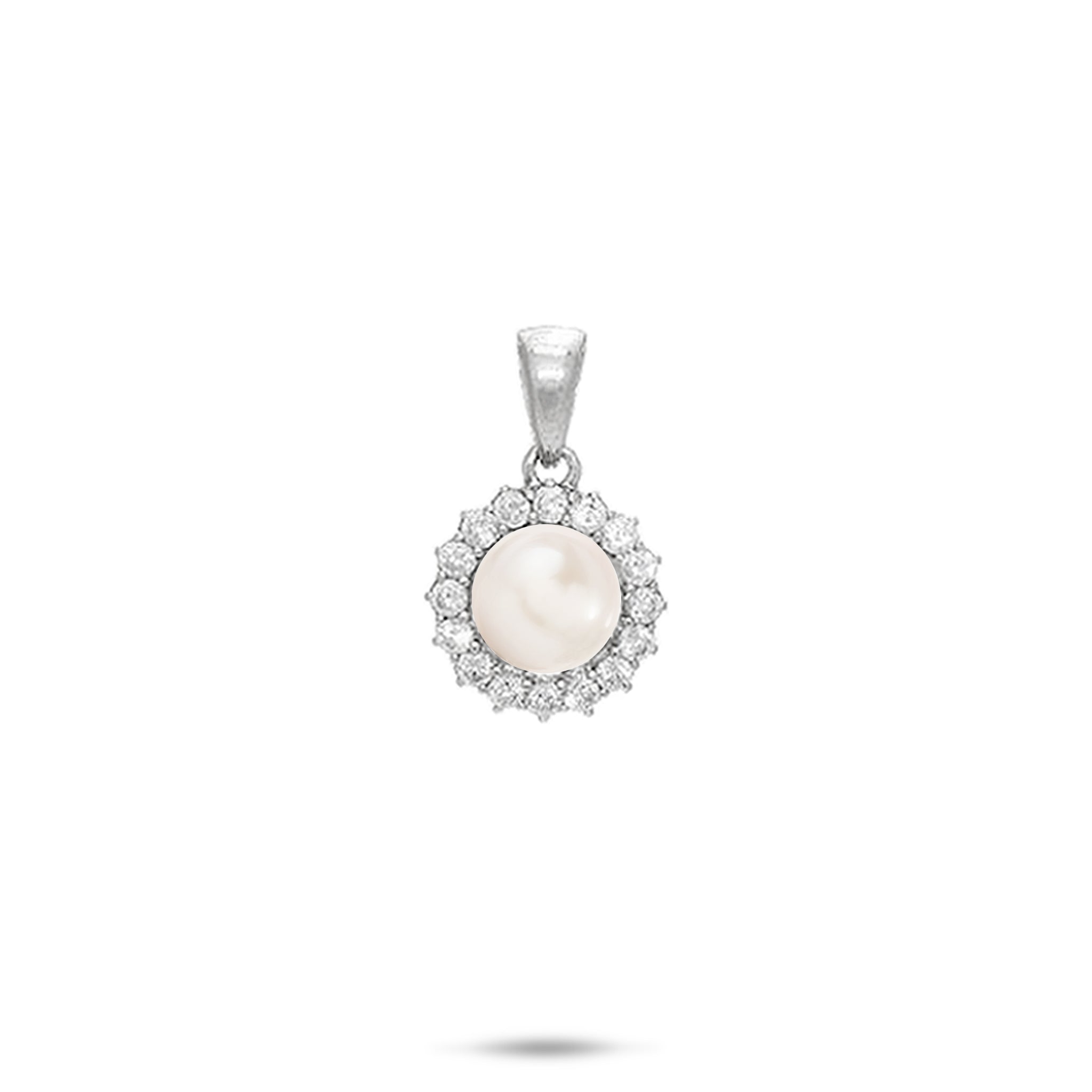 Pick A Pearl Halo Pendant in Sterling Silver - 12mm