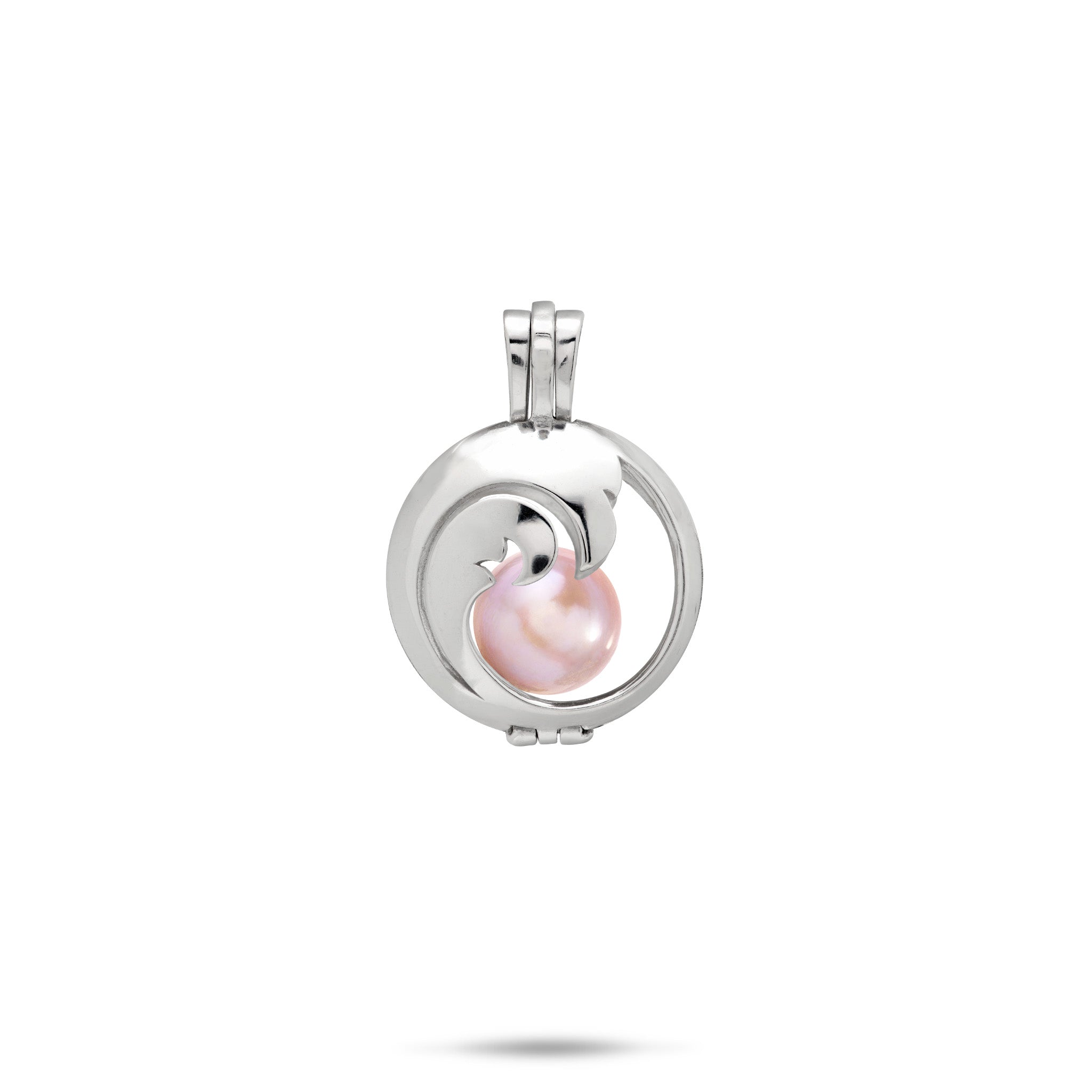 15mm Pick A Pearl Nalu Cage Pendant in Sterling Silver with a Lavender Pearl on a white background