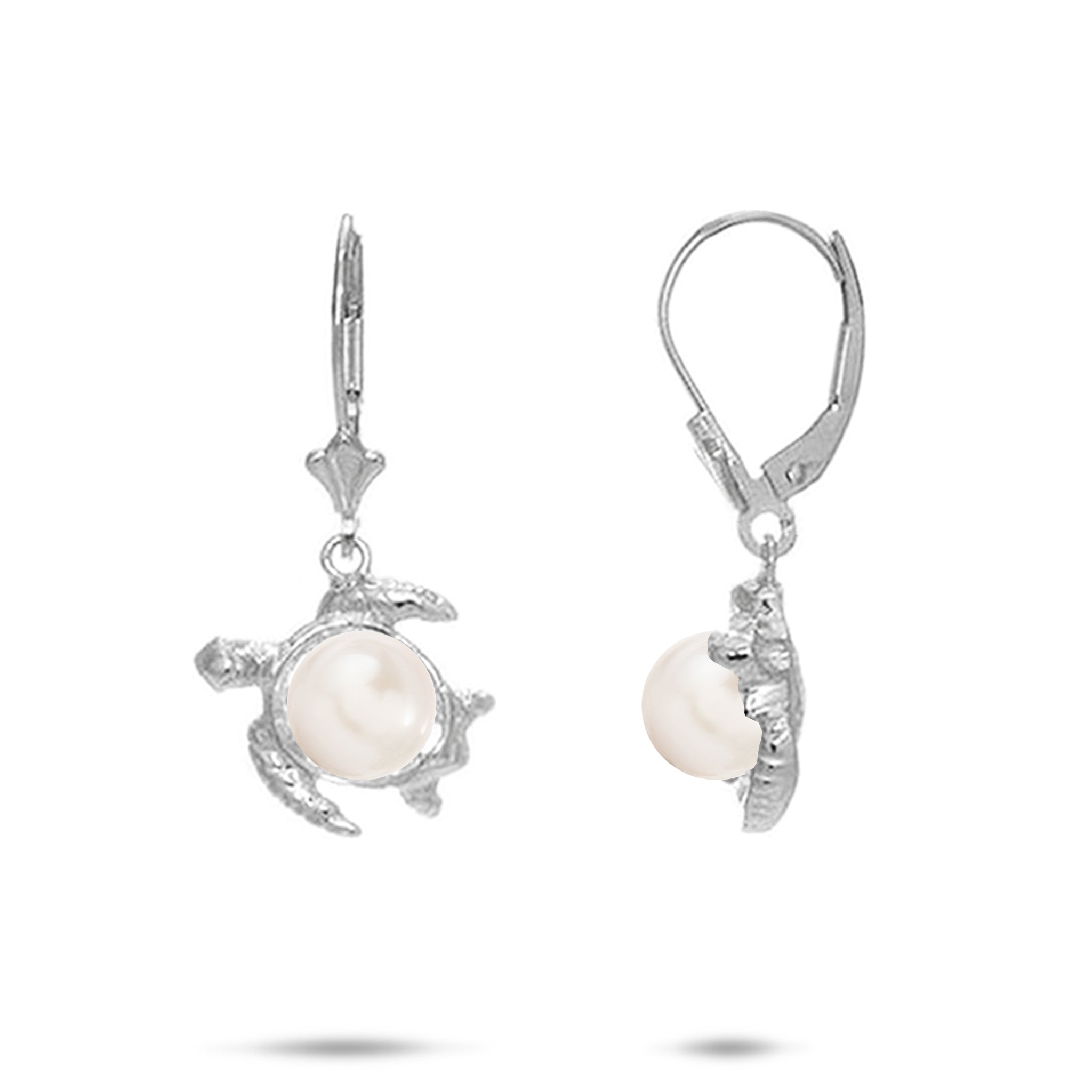 Pick A Pearl Honu Earrings in Sterling Silver - 13mm