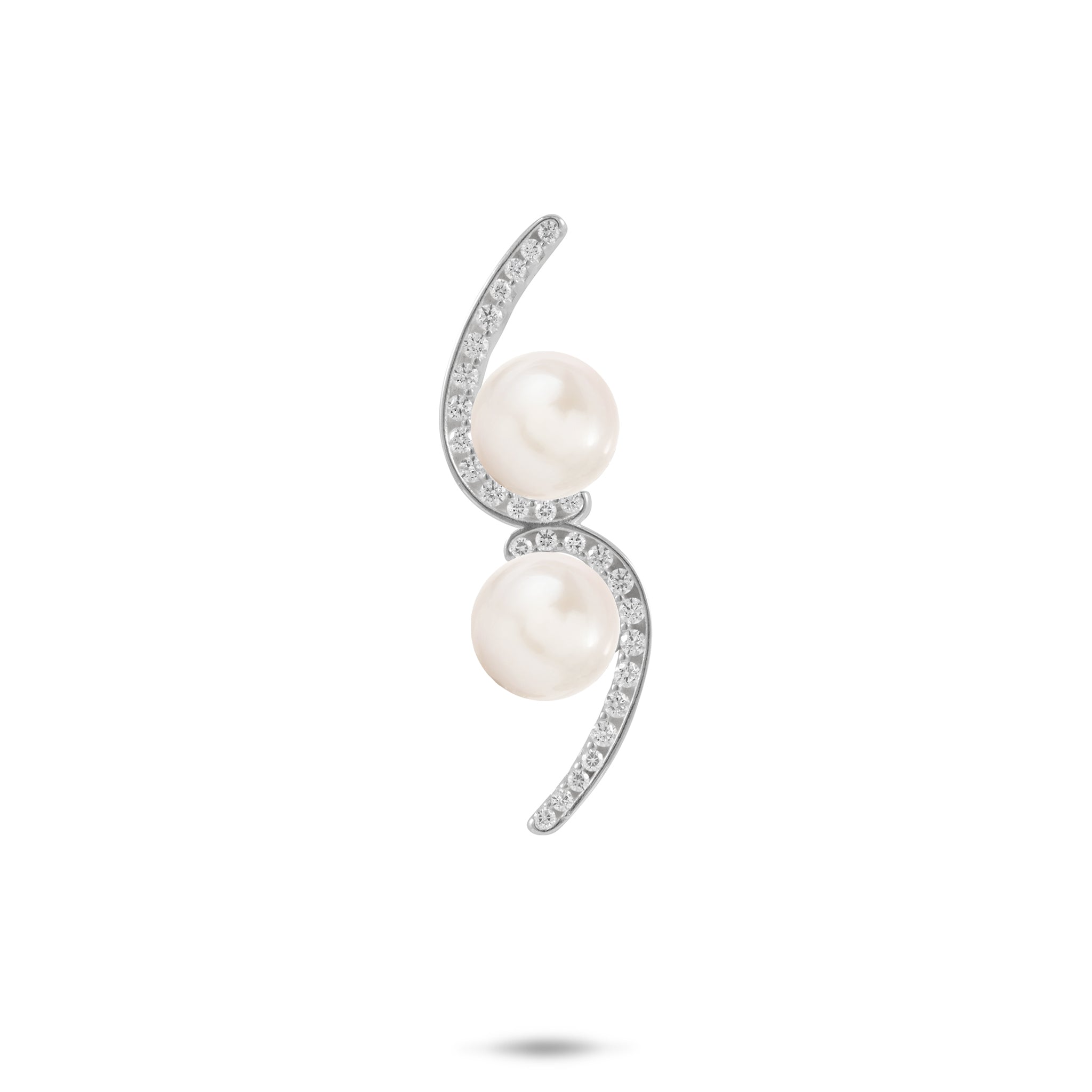 Pick A Pearl Bypass Pendant in Sterling Silver with Cubic Zirconia