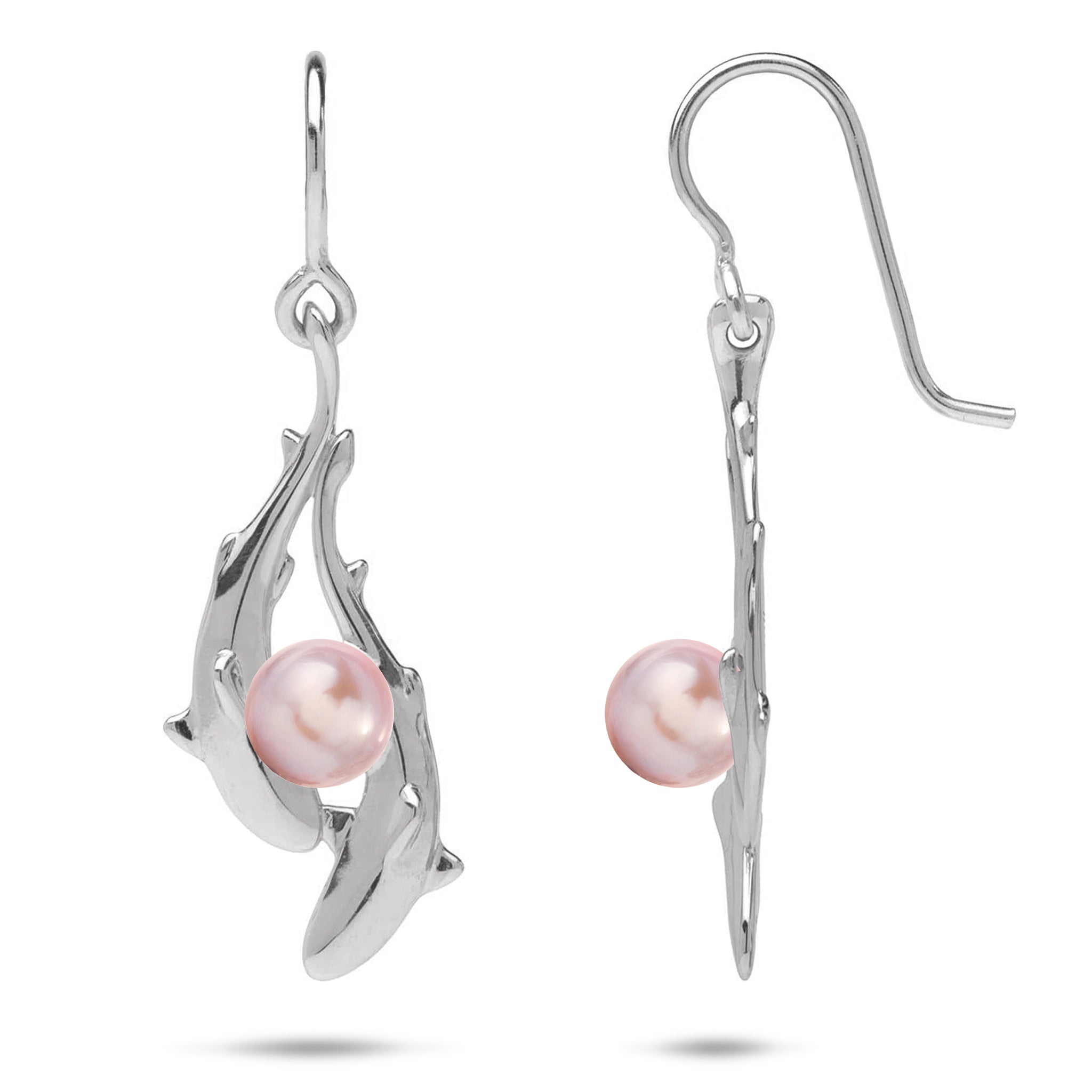 Pick A Pearl Shark Earrings in Sterling Silver - 32mm