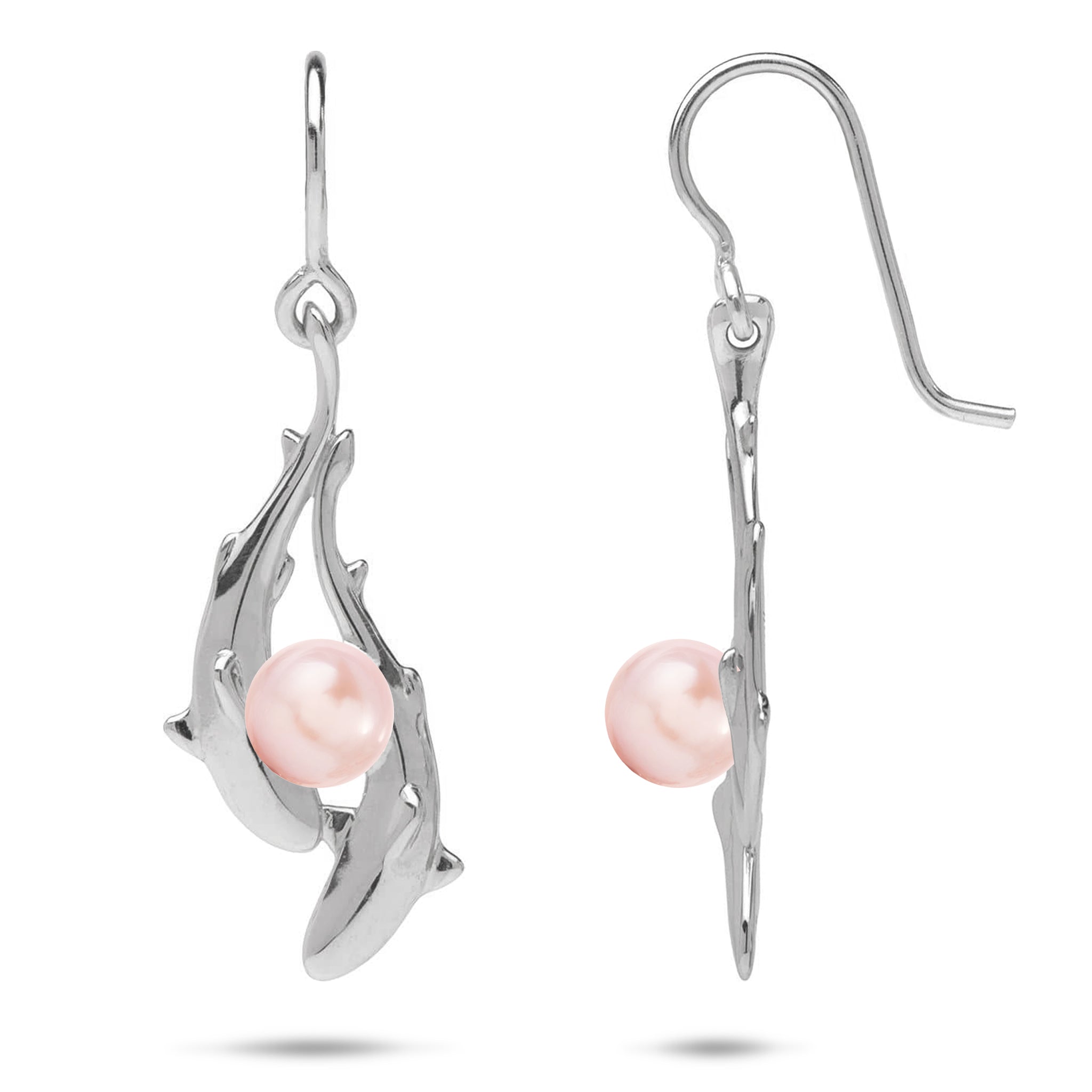 Pick A Pearl Shark Earrings in Sterling Silver - 32mm