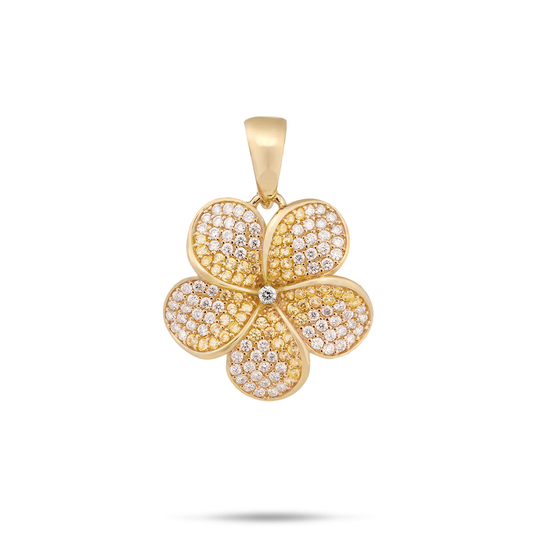 Plumeria Yellow Sapphire Pendant in Gold with Diamonds - 20mm