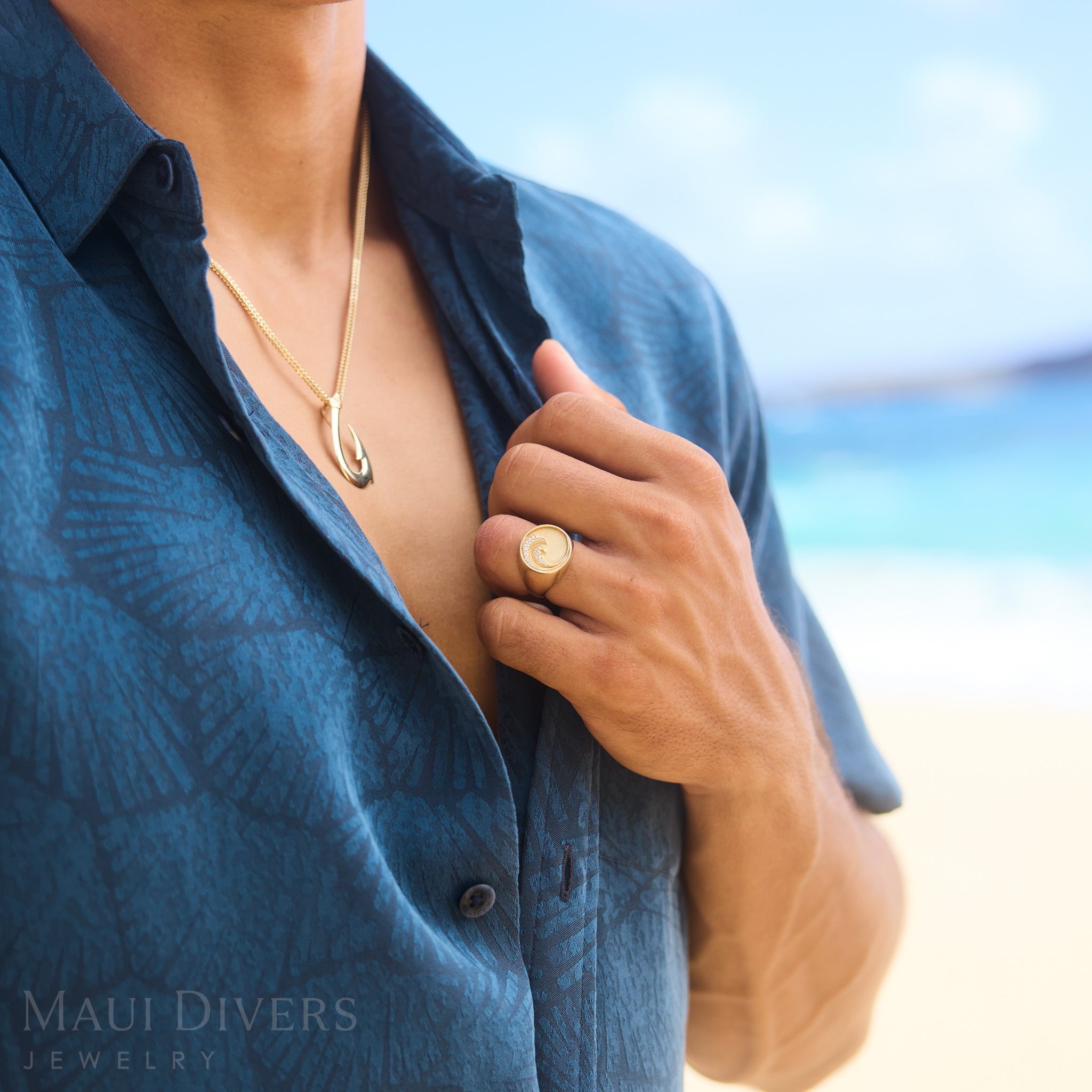 Nalu-Ring in Gold mit Diamanten – 18 mm