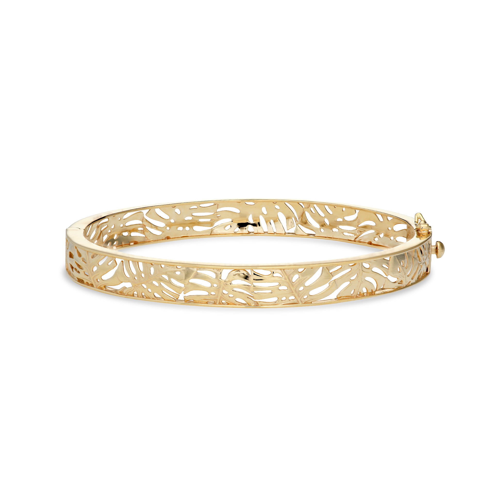 8mm Monstera Hinge Bracelet in Gold on a white background