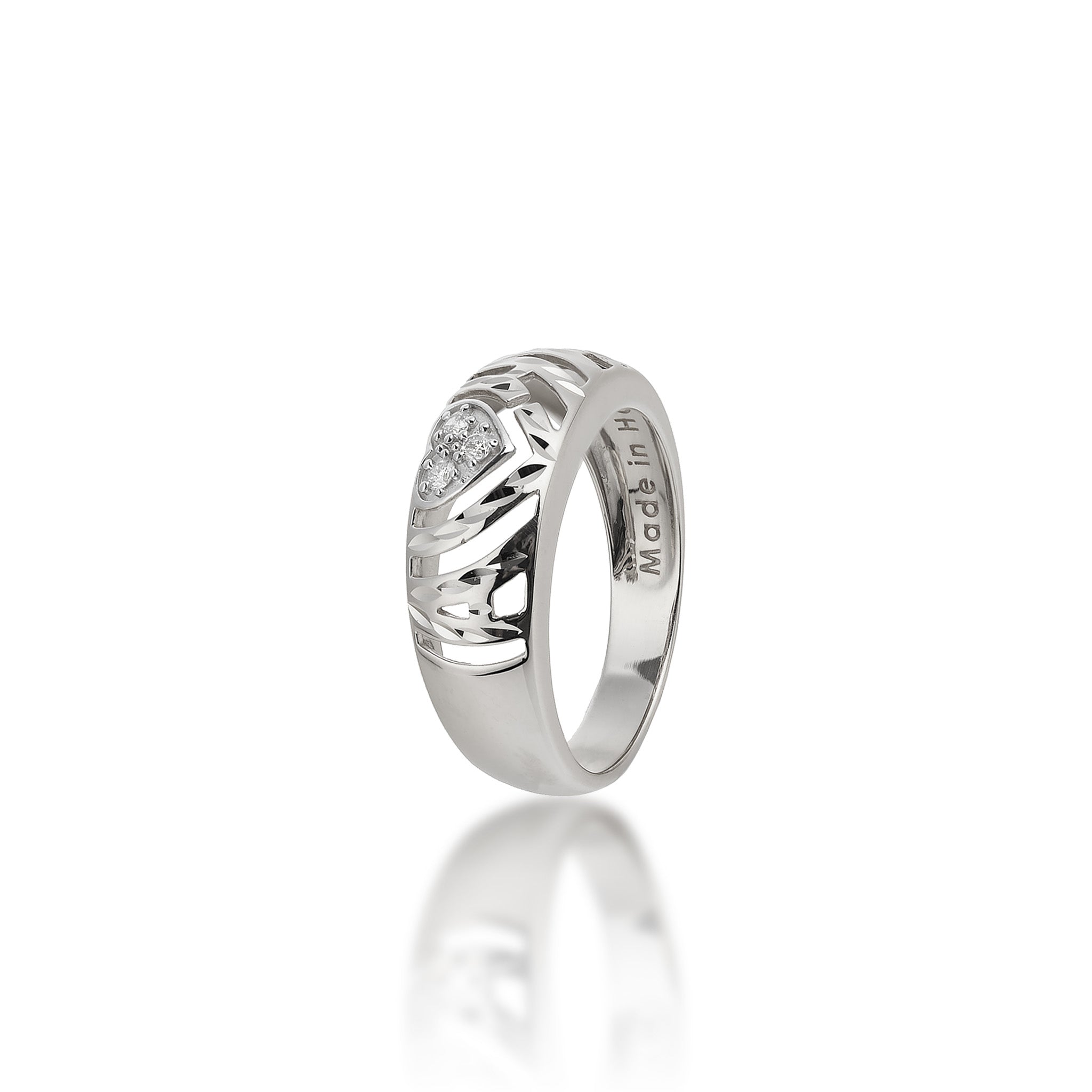 Aloha Heart Ring in White Gold with Diamonds - 8mm