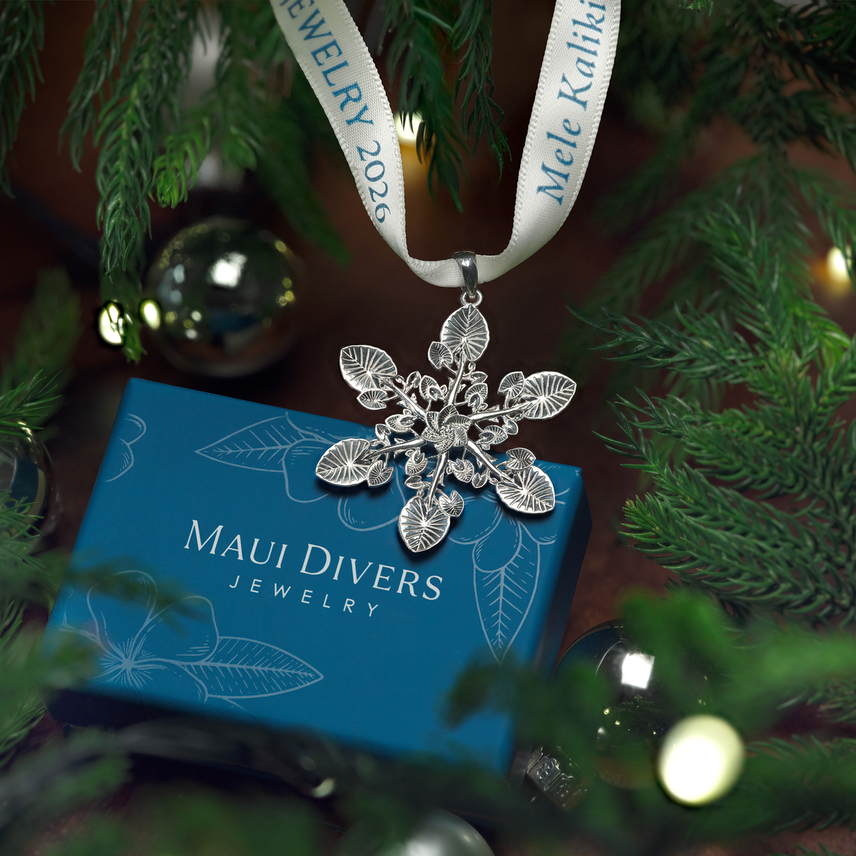 2026 Limited Edition Hawaiian Snowflake Kalo Ornament in Sterling Silver - 45mm
