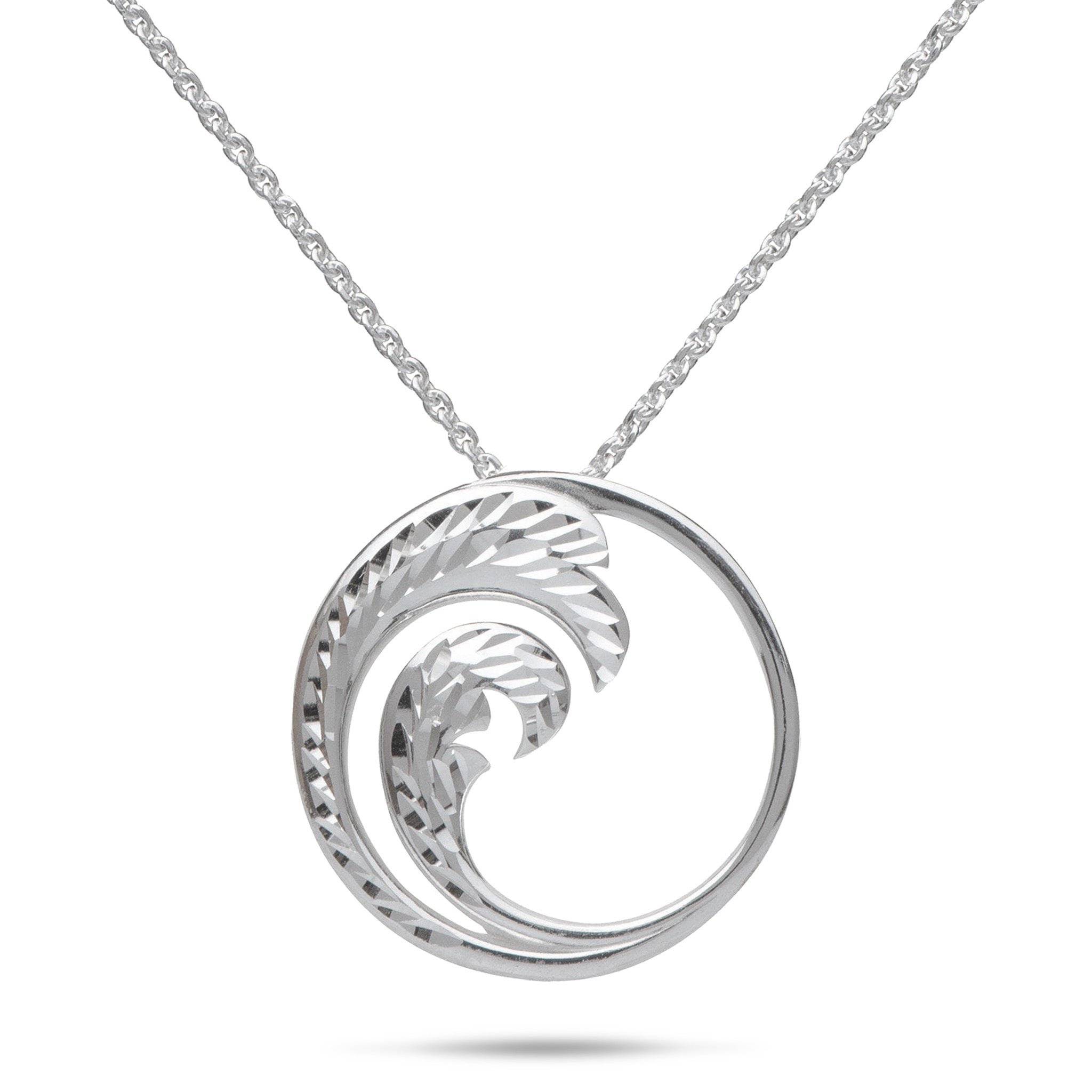 24" Adjustable Nalu Pendant Necklace in Sterling Silver - 24mm