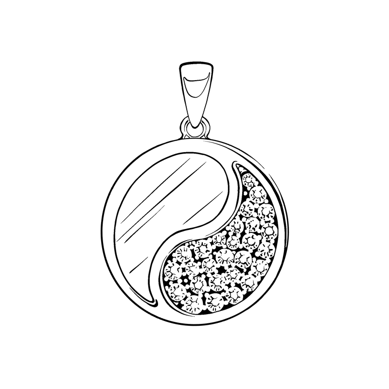 Line drawing of a Yin Yang Pendant