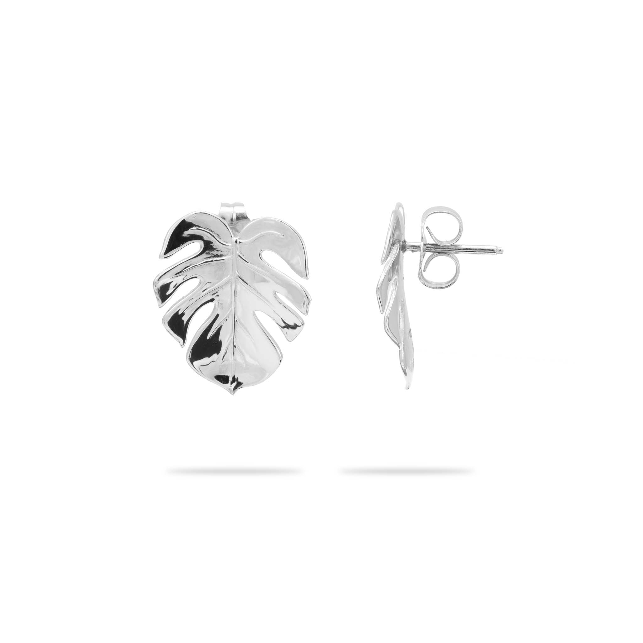 Monstera Earrings in Sterling Silver - 18mm