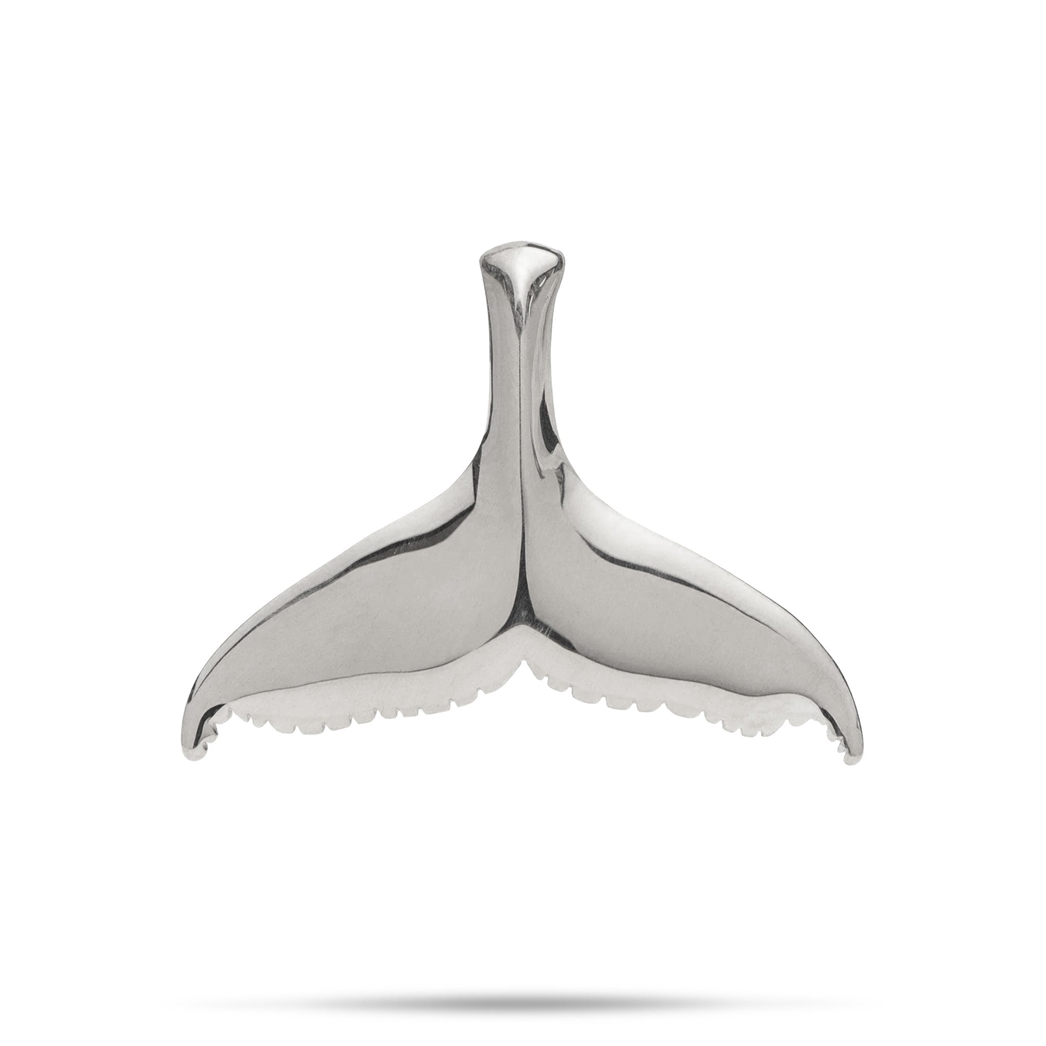 Whale Tail Pendant in White Gold - 28mm