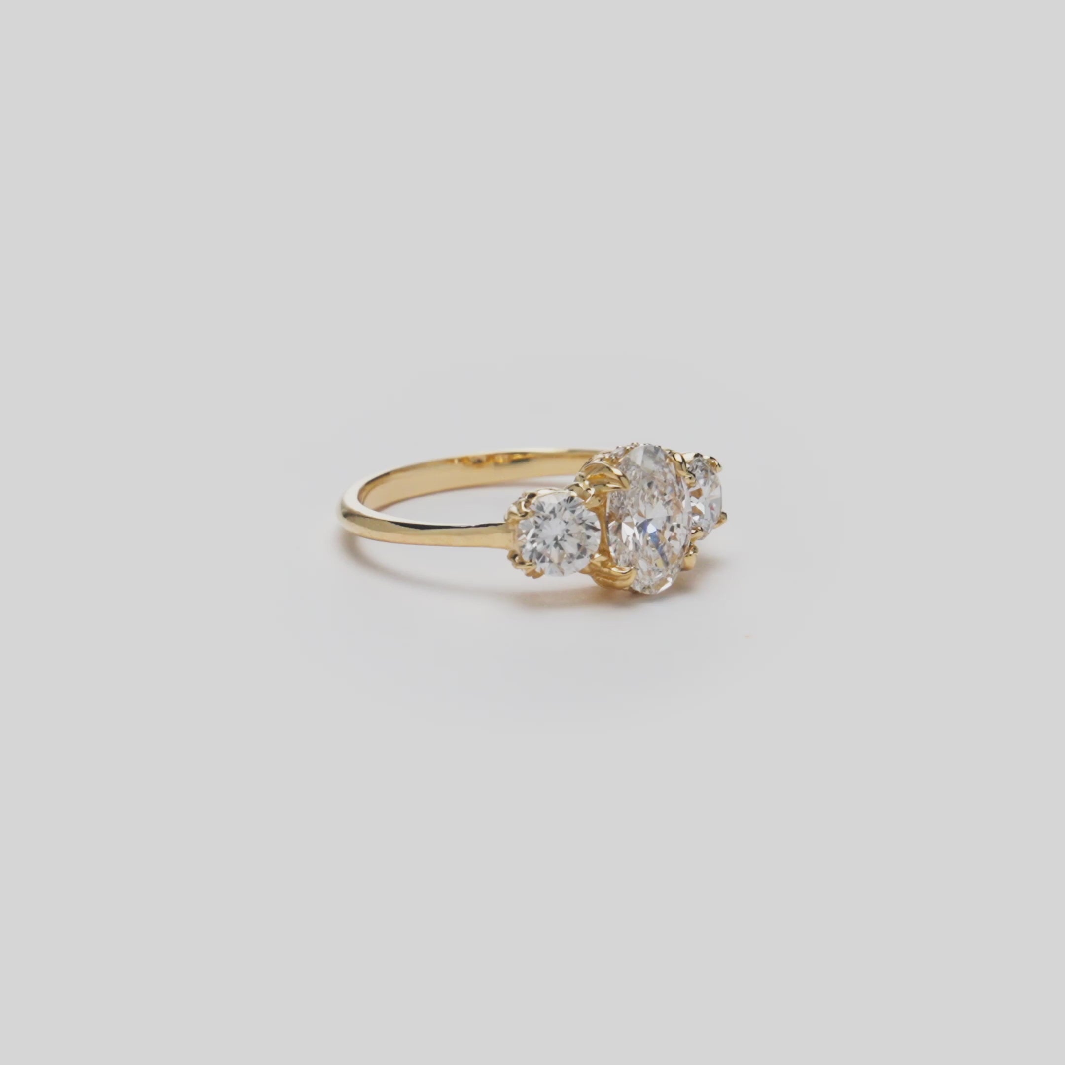 Video of a Lab-grown diamond ring on a white background