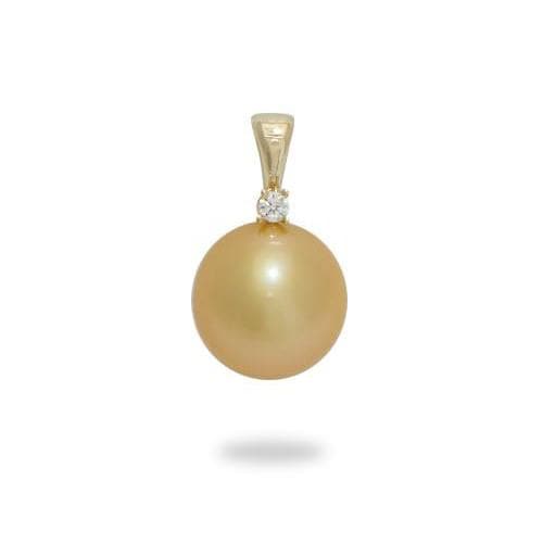 South Sea Gold Pearl Pendant in Gold with Diamonds-Maui Divers Jewelry