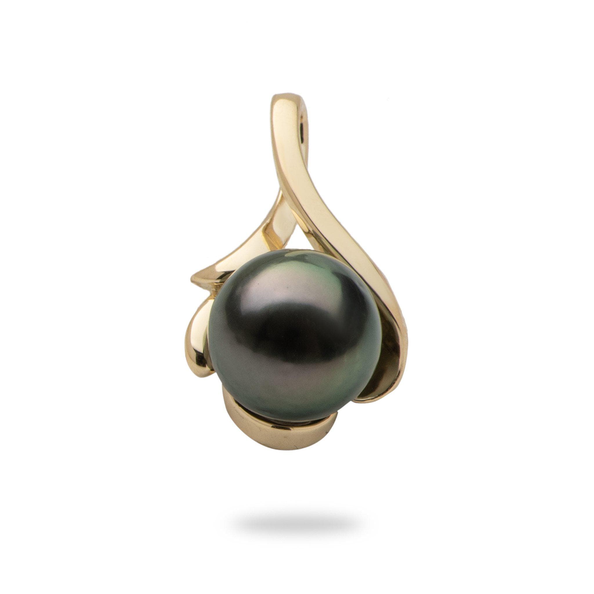 Tahitian Black Pearl Pendant in Gold (9-10mm)-Maui Divers Jewelry