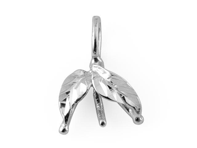 Maile Pendant Mounting in 14K White Gold 076 - Maui divers Jewelry