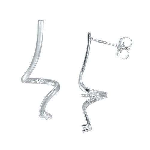 Swirl Earring Mountings in 14K White Gold-[SKU]
