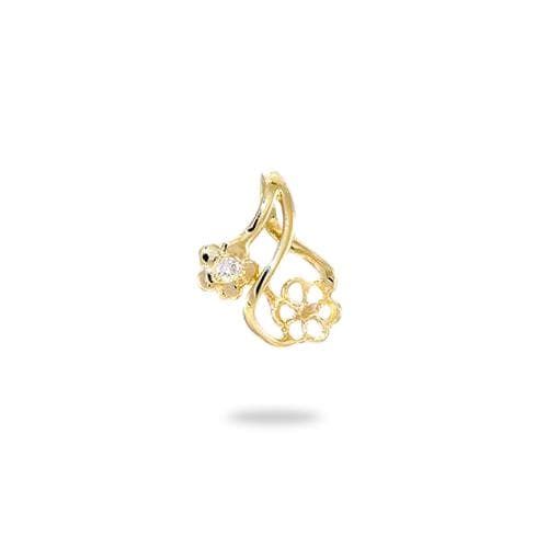 Pick-a-Pearl Plumeria Pendant in Yellow Gold with Diamond - 076-00952