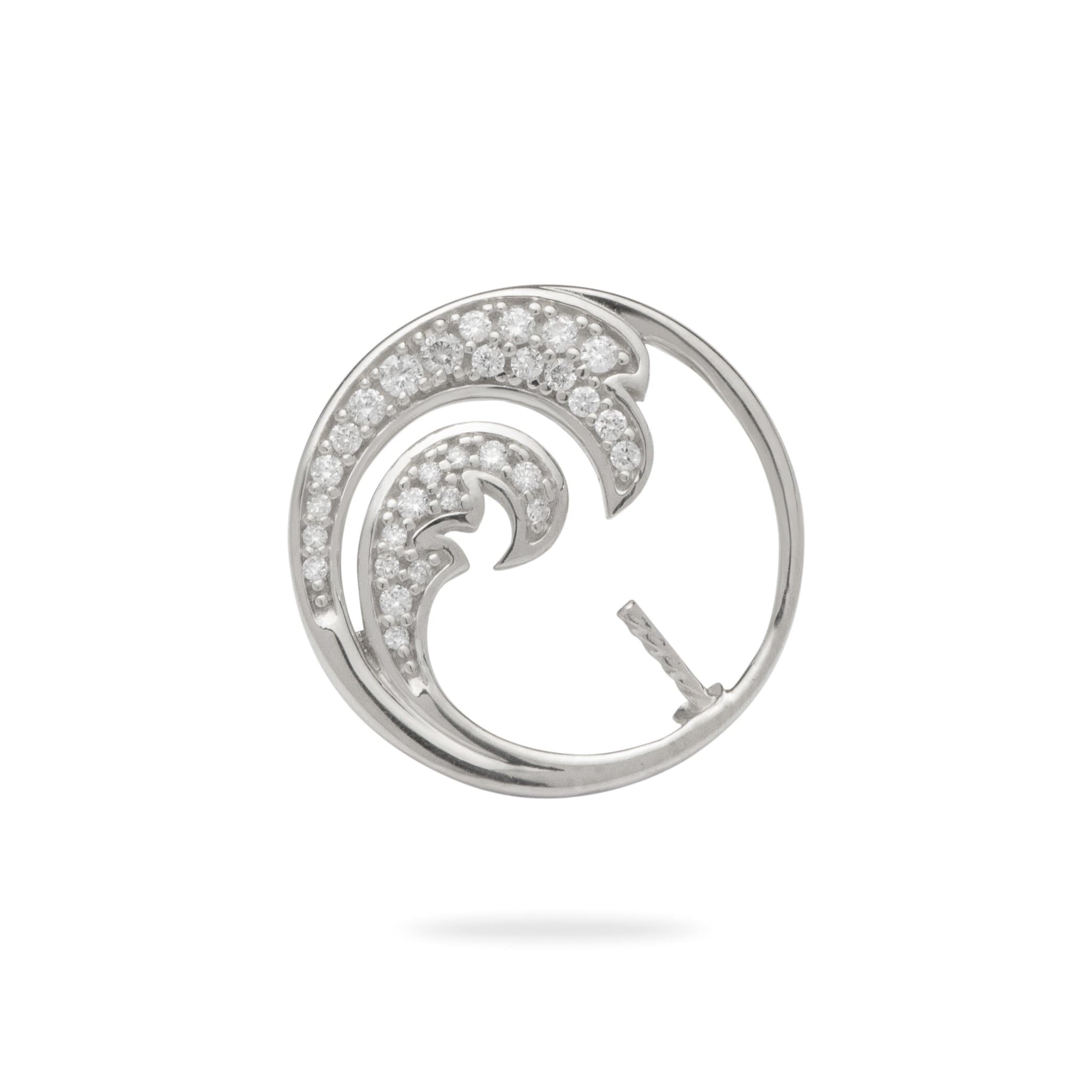 Pick A Pearl Nalu Pendant in White Gold with Diamonds - 18mm - Maui Divers Jewelry