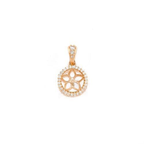 Halo Pendant Mounting in 14K Rose Gold-[SKU]