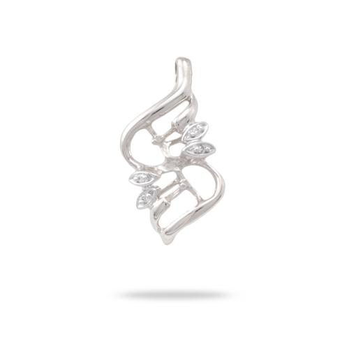 Pick A Pearl Maile Pendant in White Gold with Diamonds - Maui Divers Jewelry