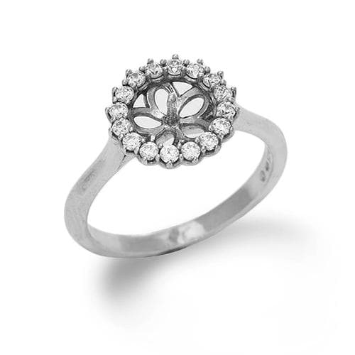 Pick-a-Pearl Halo Ring in Sterling Silver with Cubic Zirconia-Maui Divers Jewelry