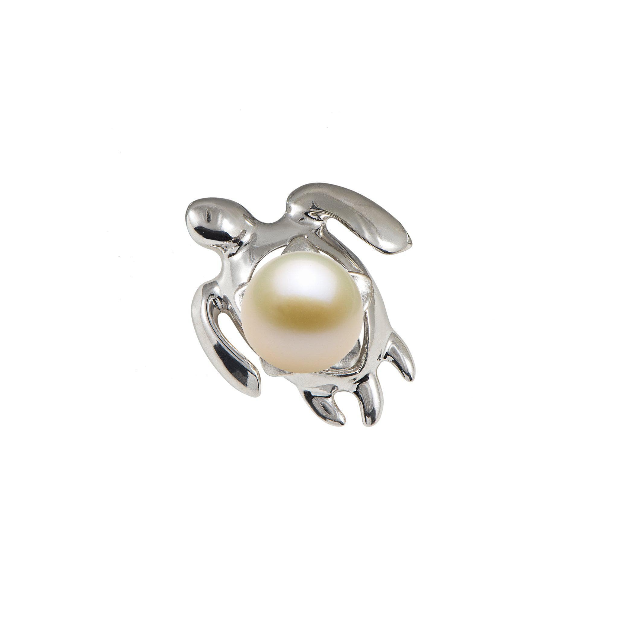 Plumeria Honu Pendant in Sterling Silver - 28mm-[SKU]
